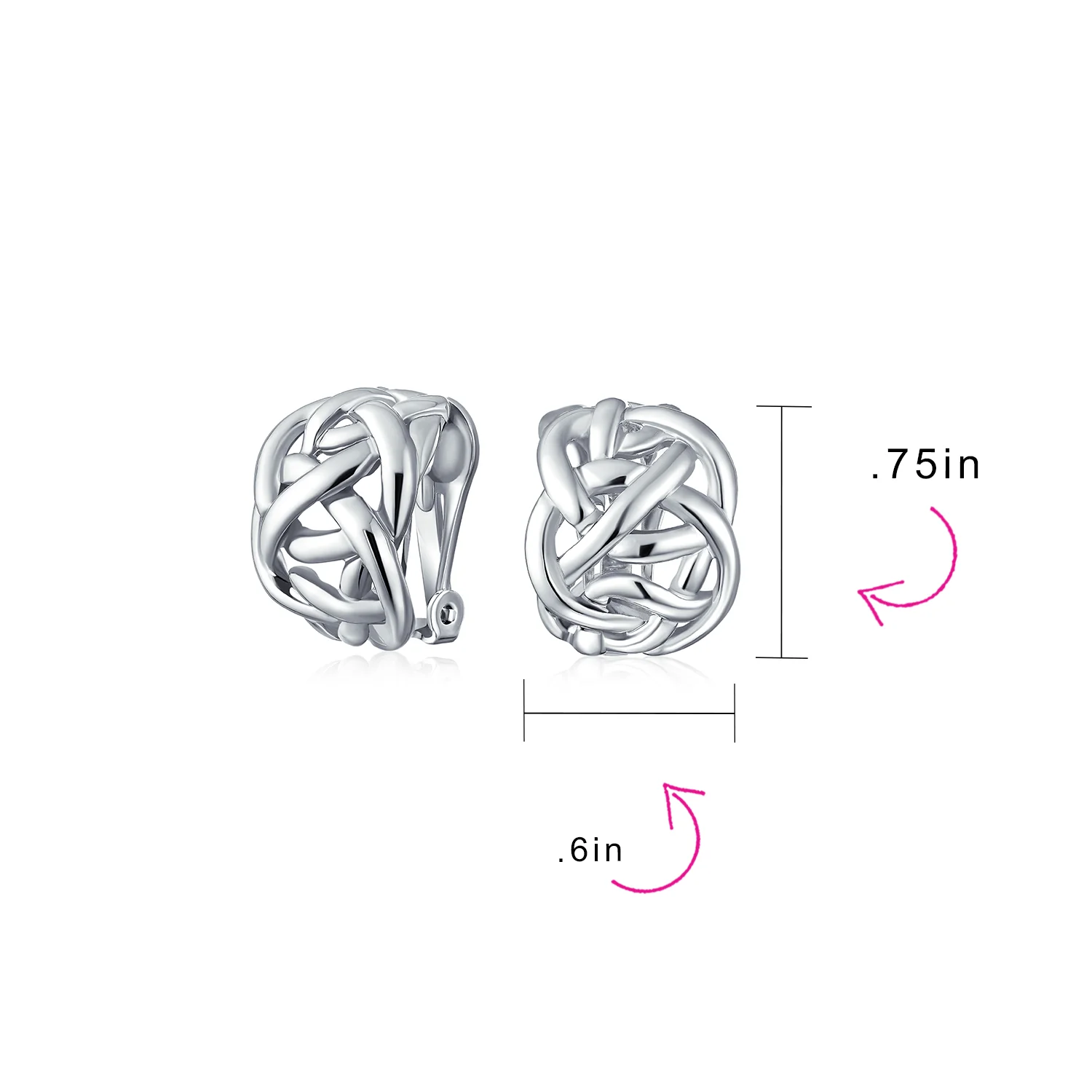 Set of 2 Celtic Love Knot Clip-On Earrings Silver Gold Plate - Image 4