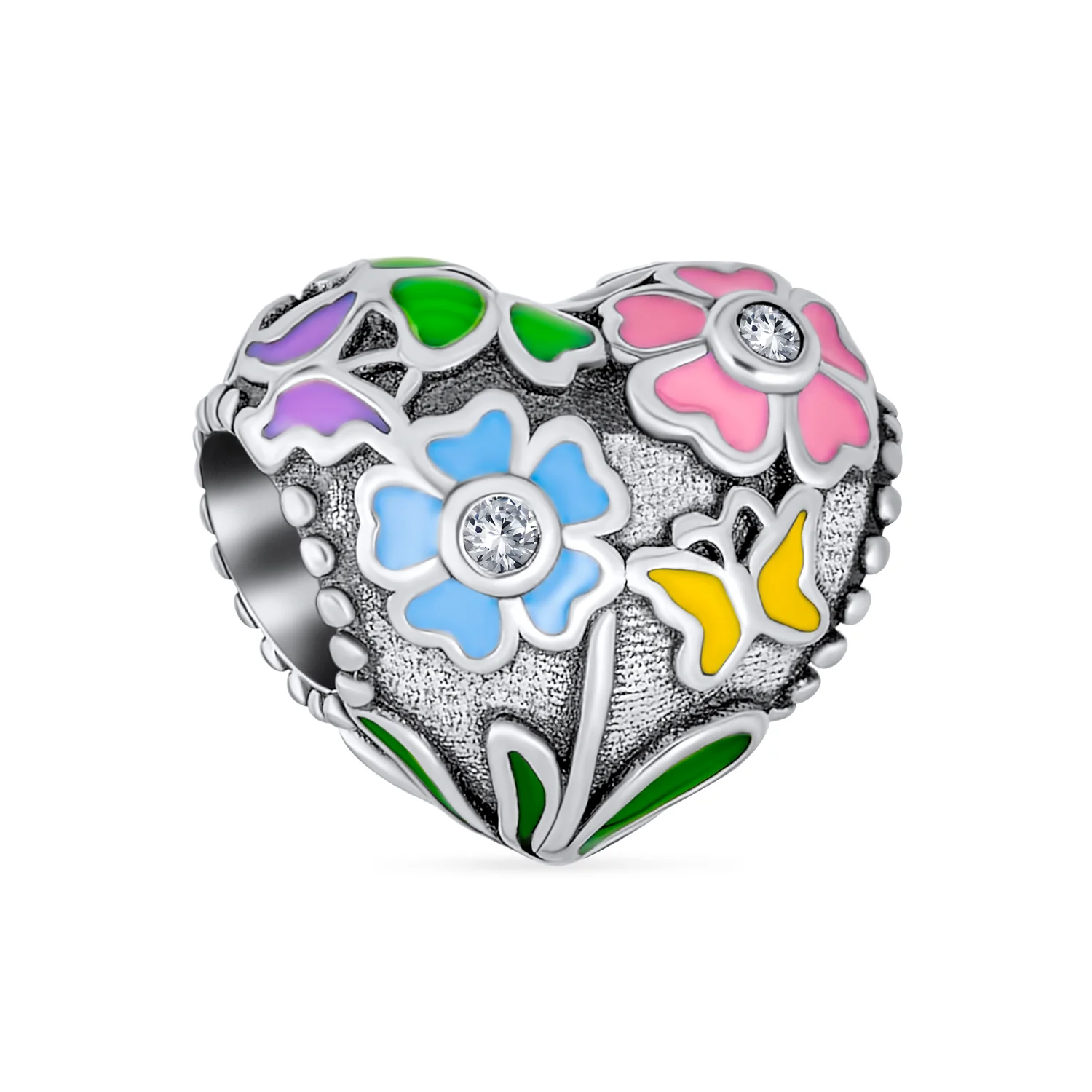 Set of 2 Floral Heart & Daddy's Little Girl Charm Bead Sterling Silver - Image 3
