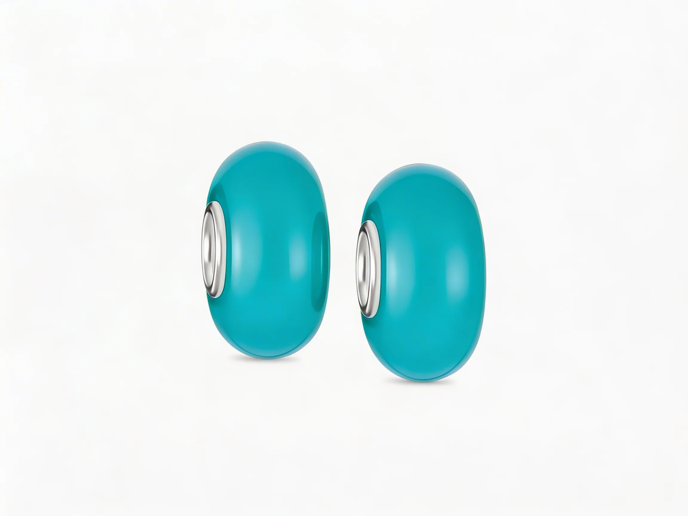 Set of 2 Gemstone Spacer Bead Charm Sterling Silver