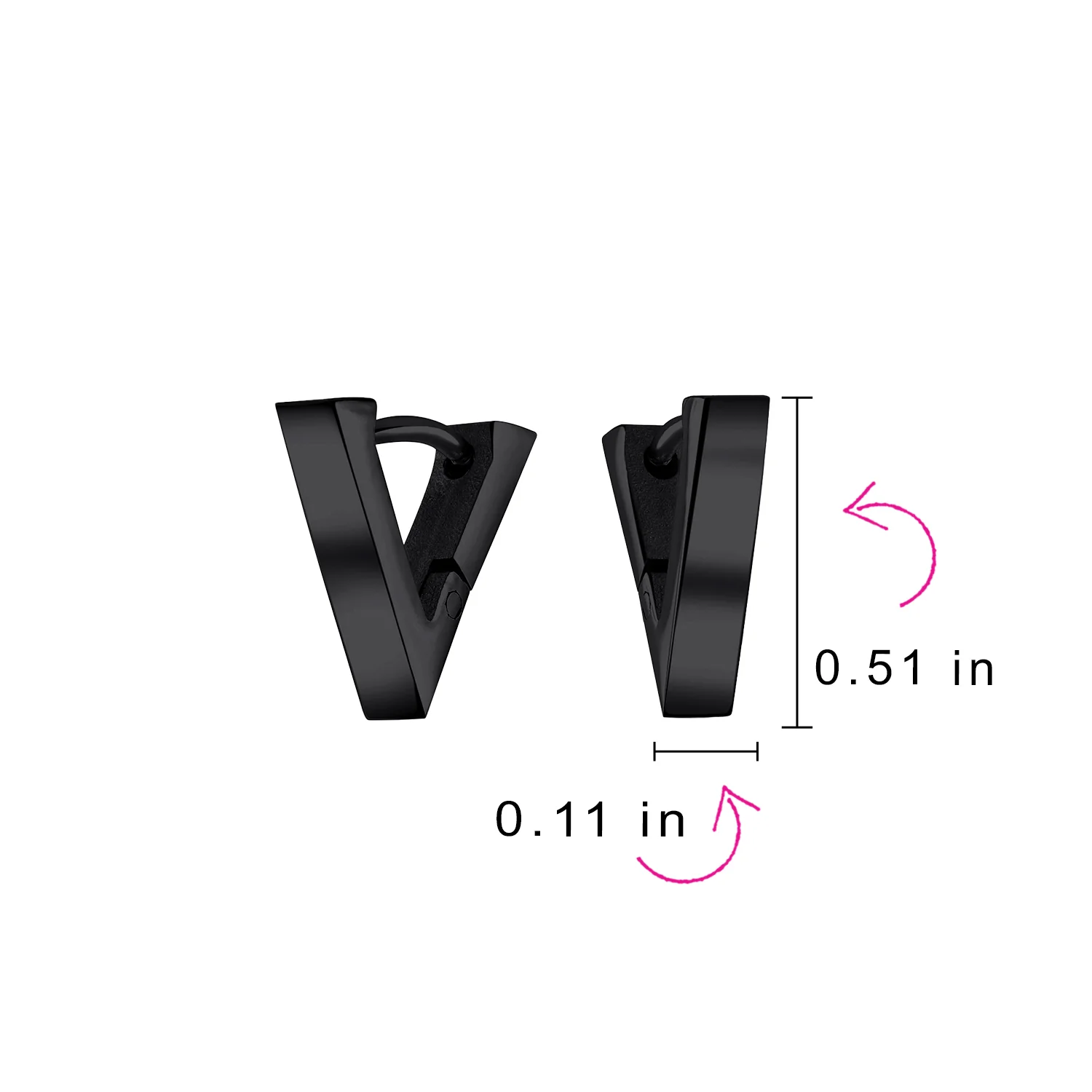Set of 2 Geometric Triangle V-Shaped Black Hoop Huggie Earrings Stainless Steel - Image 4