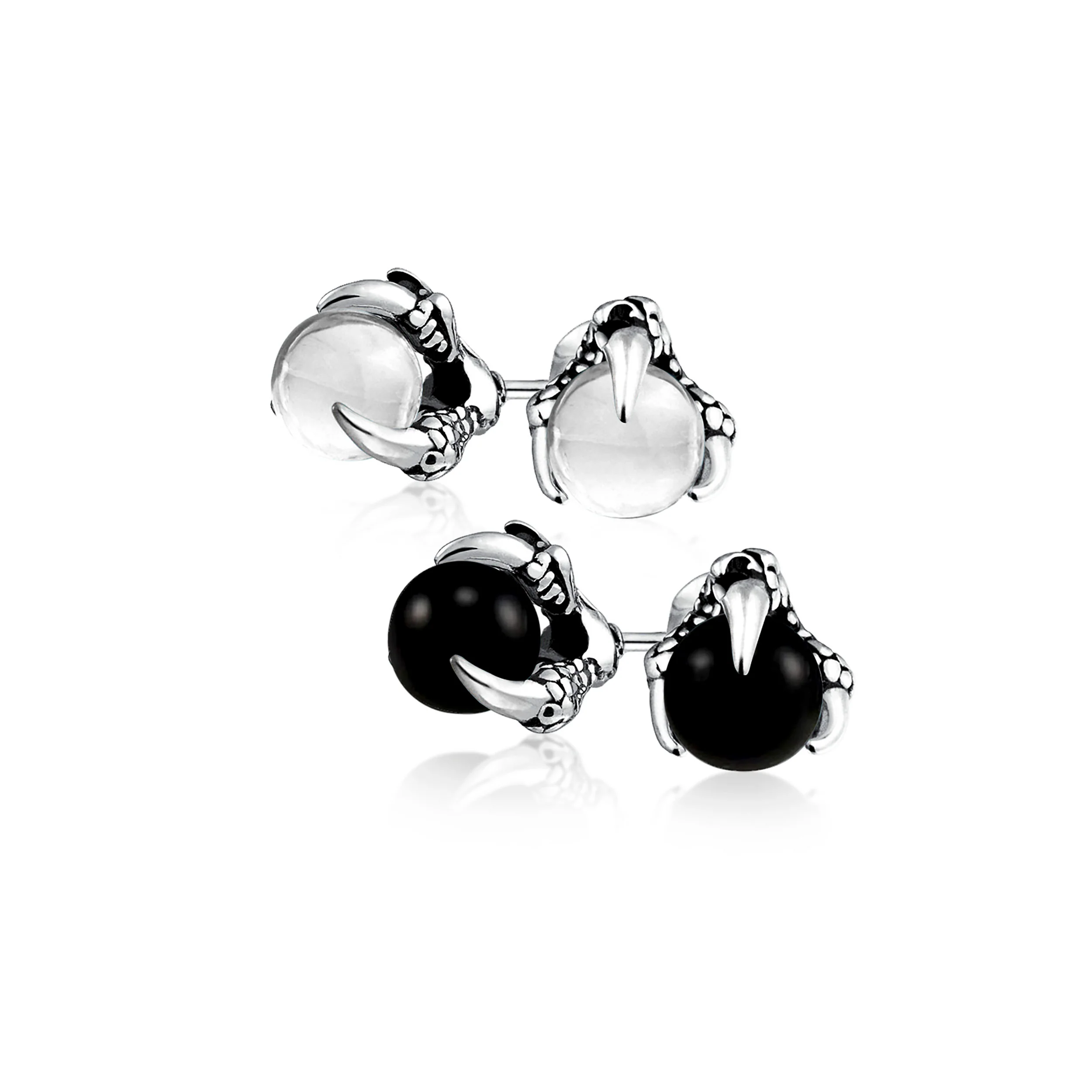 Dragon Claw Multi Color Ball Stud Earrings Set in Stainless Steel - Image 2