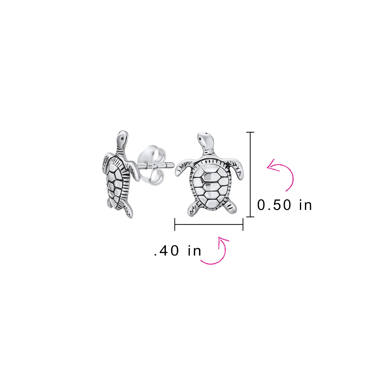 Set of 2 Hawaiian Sea Tortoise Turtle Dolphins Stud Earrings Sterling Silver - Image 4