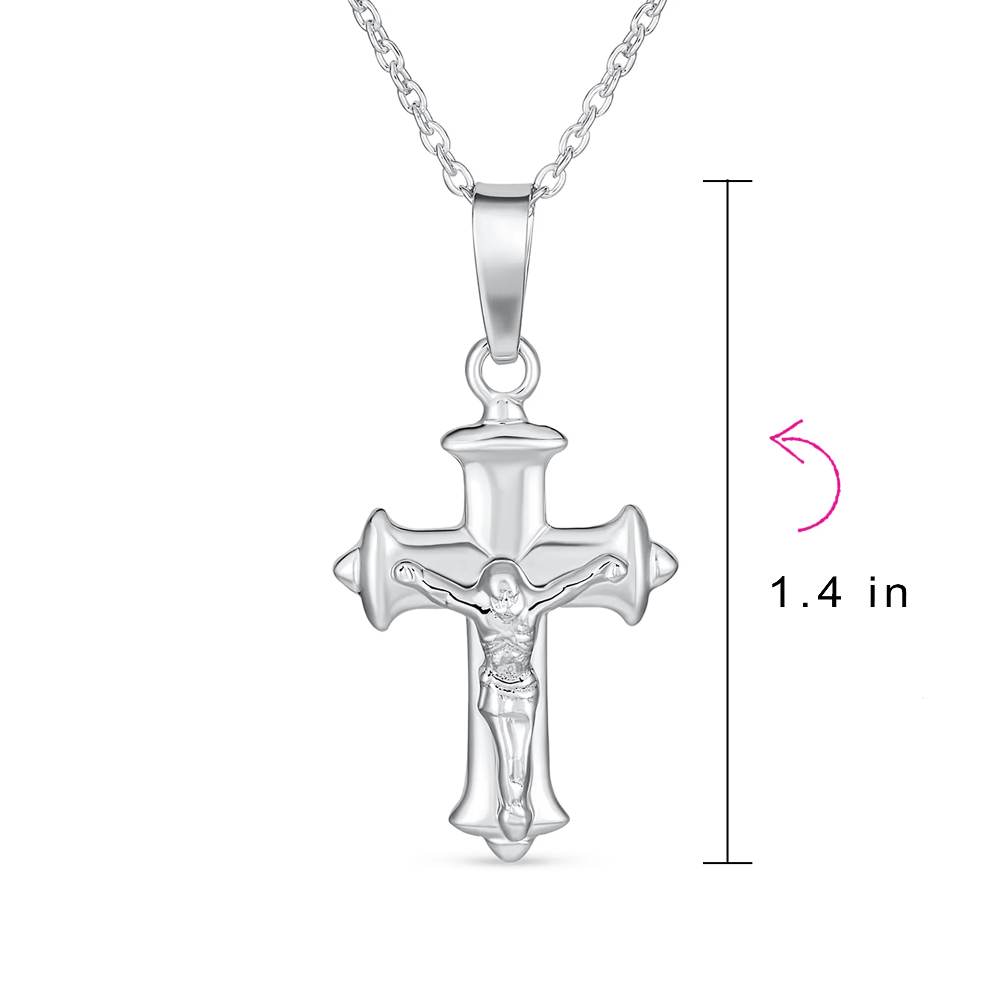 Set of 2 Jesus Medallion & Crucifix Cross Pendant Necklace .925 Sterling Silver - Image 4
