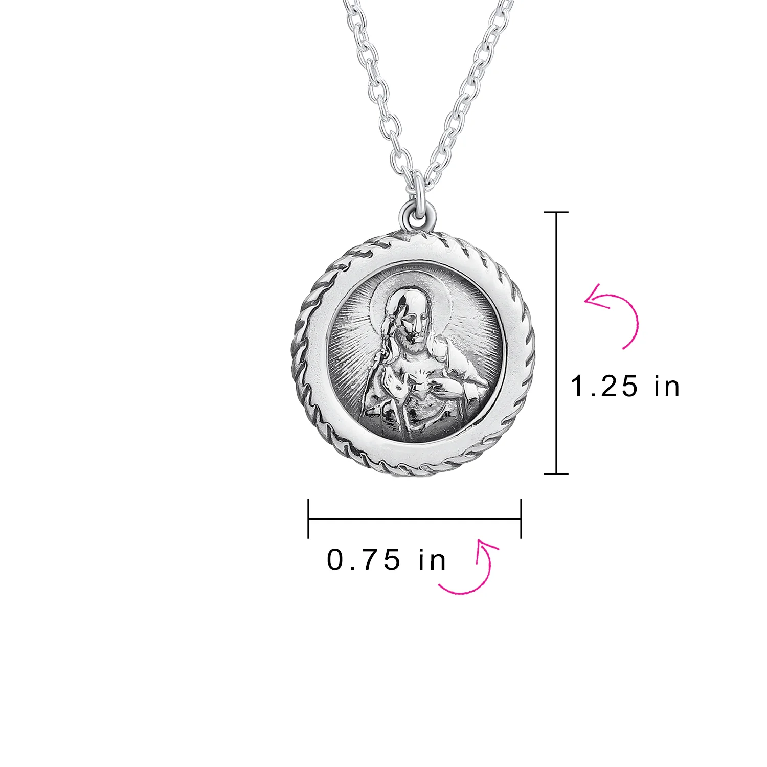 Set of 2 Jesus Medallion & Crucifix Cross Pendant Necklace .925 Sterling Silver - Image 6