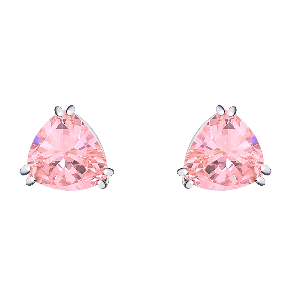 Set of 2 Large Triangle Purple Yellow CZ Solitaire Clip-On Earrings 12MM - Image 4