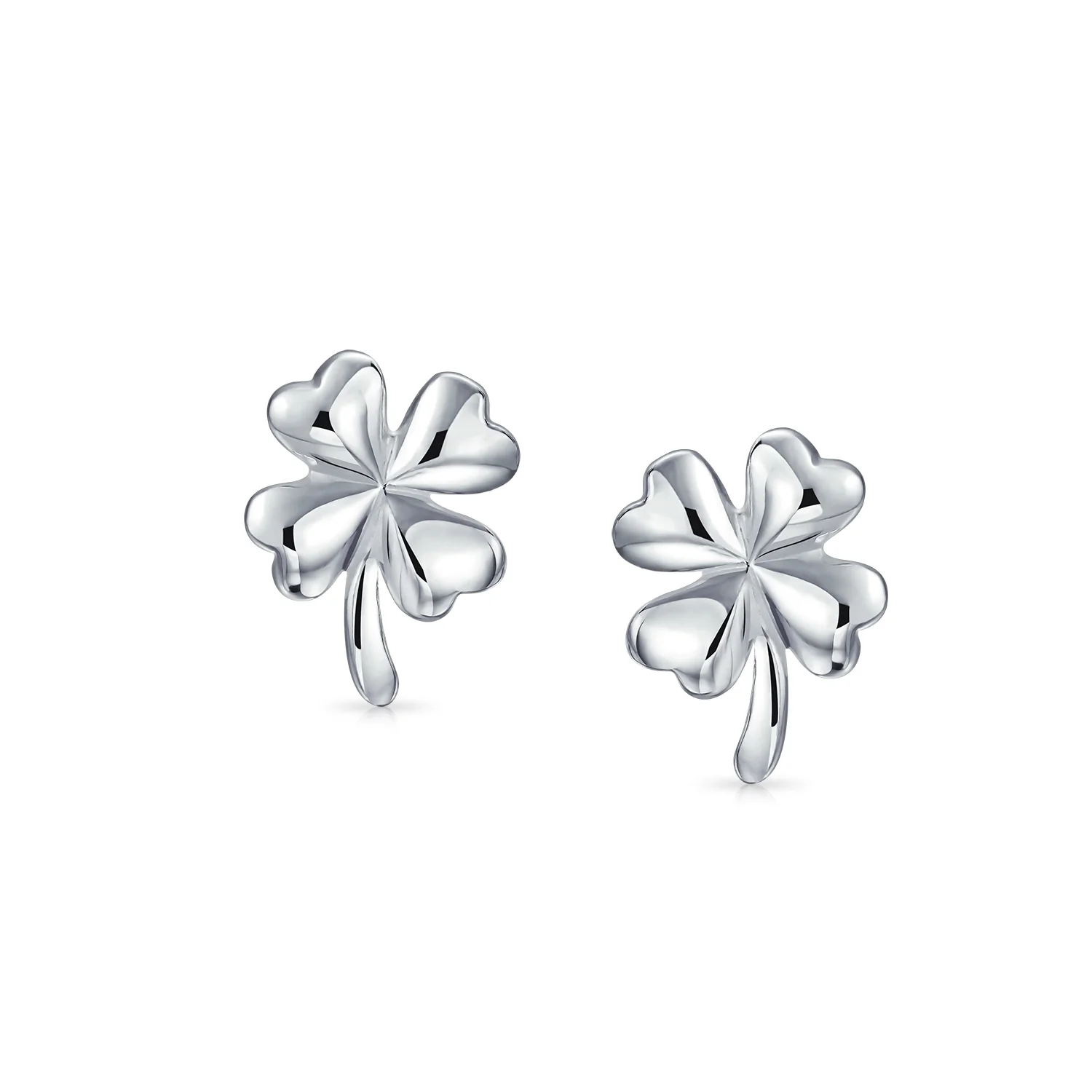 Set of 2 Irish Shamrock Stud Earrings Gold Plated Silver St. Patrick's Day Charm - Image 2