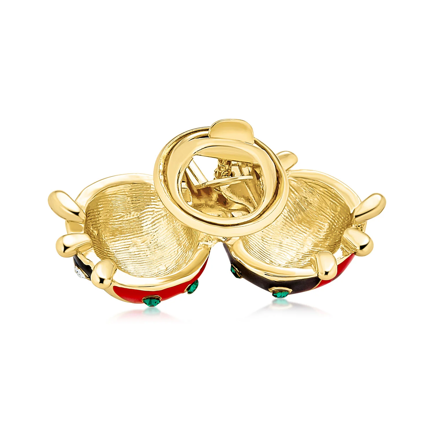 Set of 2 Lucky 2 Ladybug Red Gold Enamel Lapel Push Pin - Image 2