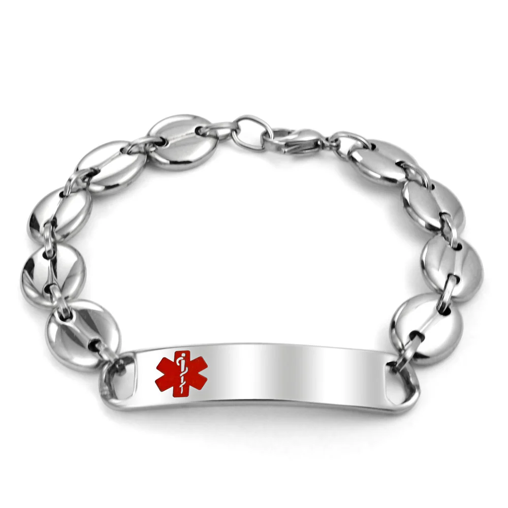 Set of 2 Medical ID Bracelet Marina Anchor Mariner Silver Tone Stainless Steel - Image 3