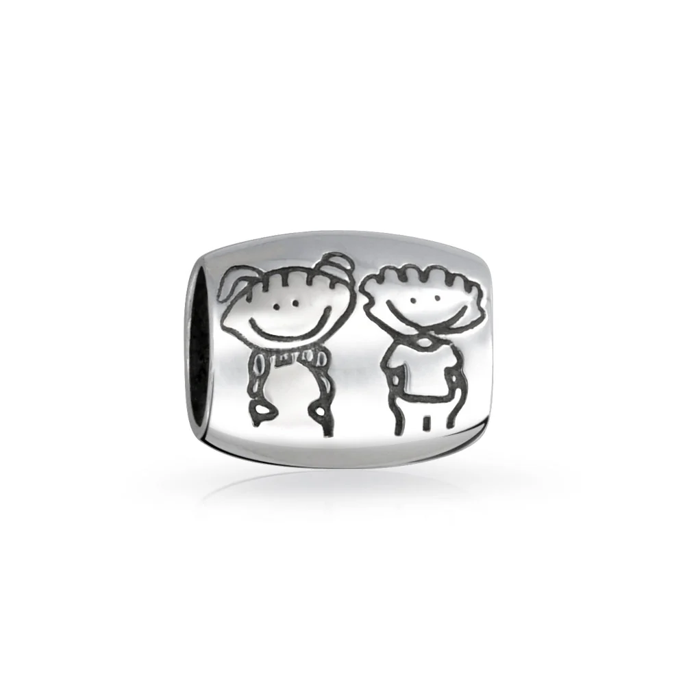 Set of 2 New Homeowner & Cartoon Family Friends Charm Bead Sterling Silver - Image 5