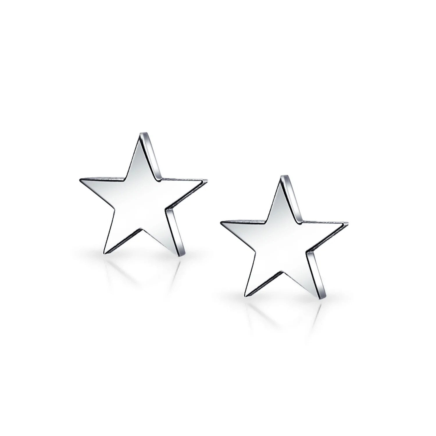 Set of 2 Patriotic Celestial Rock Star Stud Earrings Black Plated Steel 10MM - Image 2