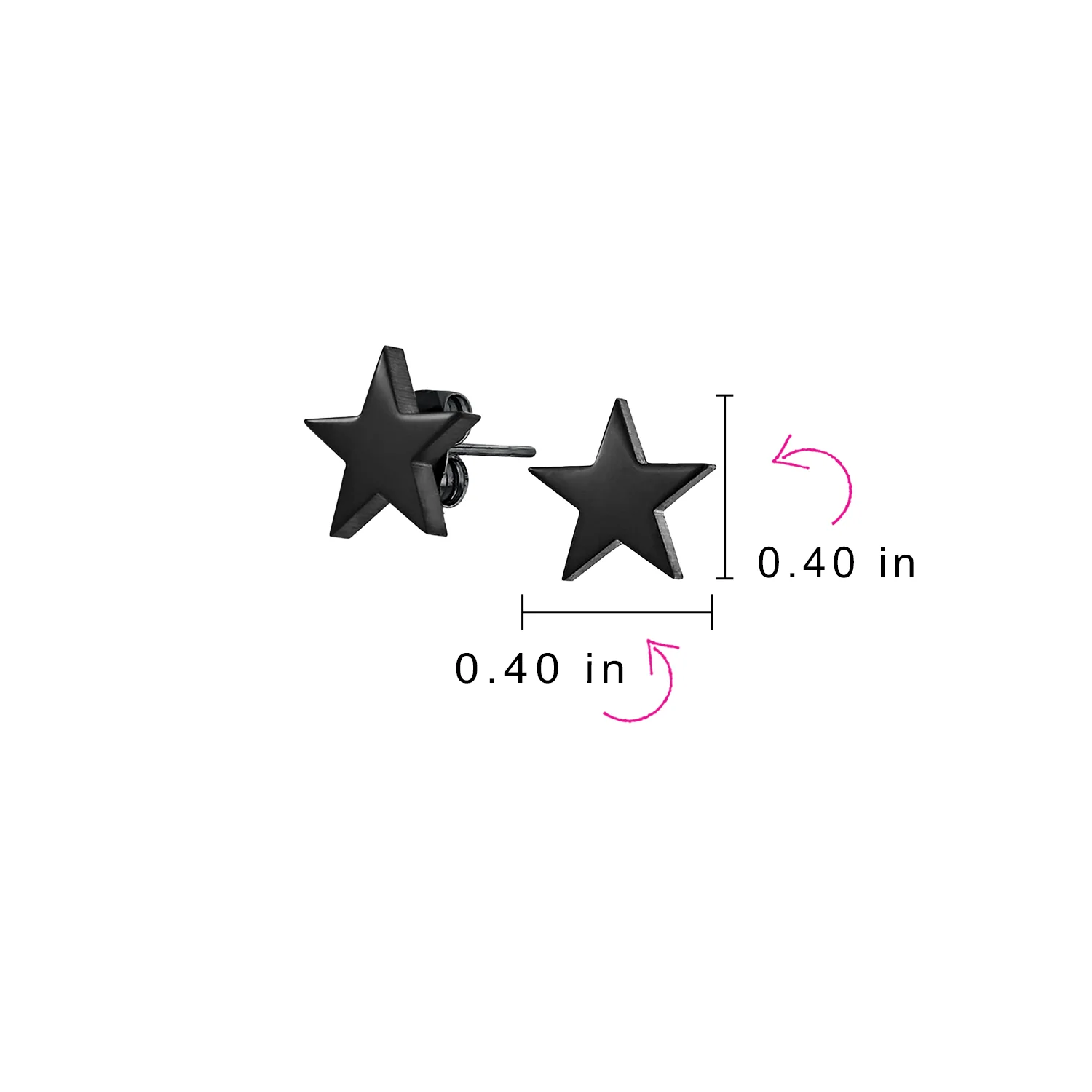 Set of 2 Patriotic Celestial Rock Star Stud Earrings Black Plated Steel 10MM - Image 6