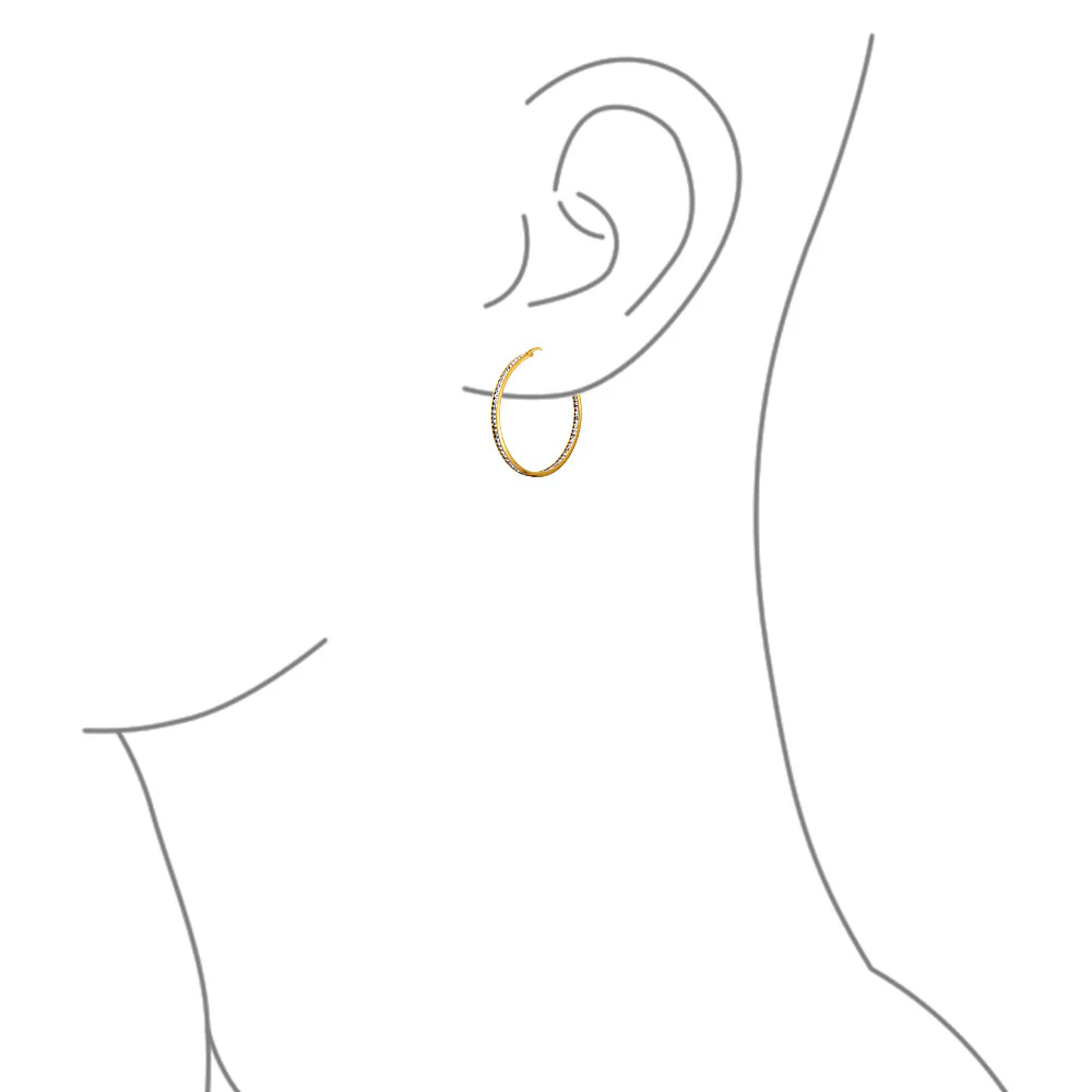Set of 2 Round Channel Set CZ Hoop Earrings Black Plated Stainless Steel 2 Inch - Image 5