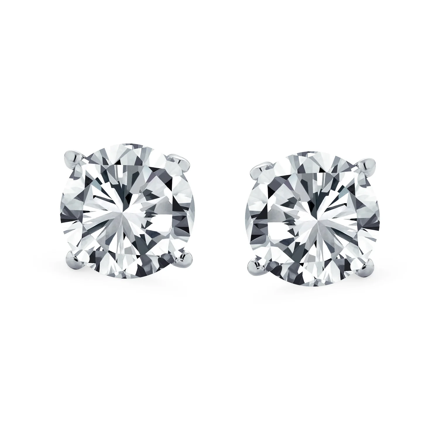Set of 2 Round Blue Clear CZ Stud Earrings Sterling Silver 5MM Screw Back - Image 19