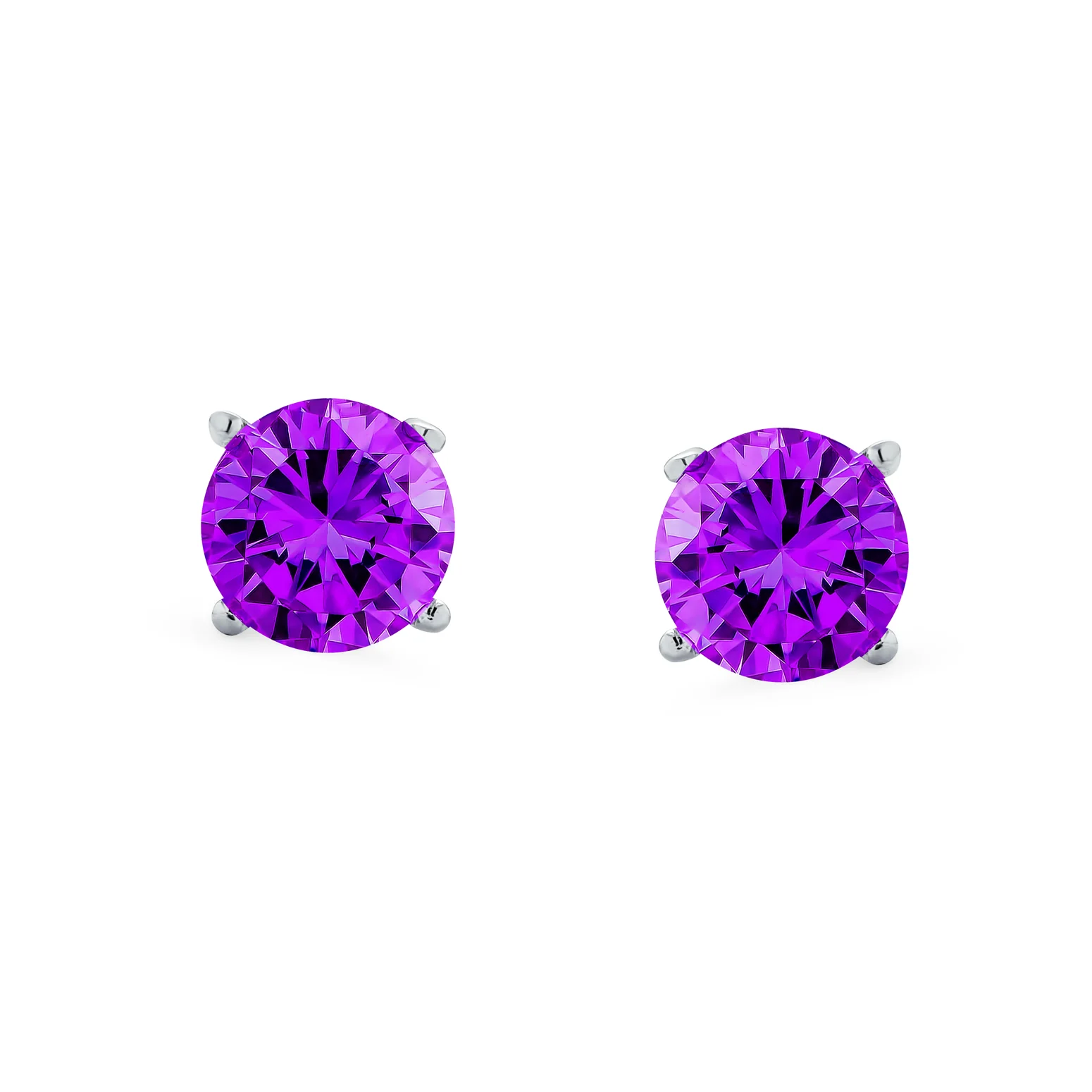 Set of 2 Round Blue Clear CZ Stud Earrings Sterling Silver 5MM Screw Back - Image 20
