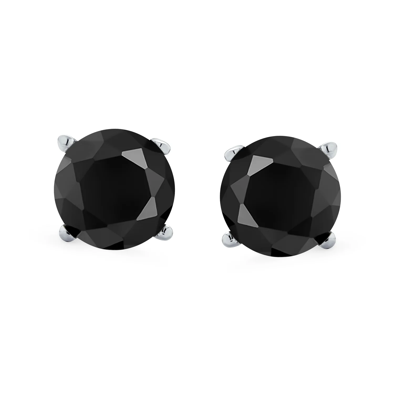 Set of 2 Round Blue Clear CZ Stud Earrings Sterling Silver 5MM Screw Back - Image 22