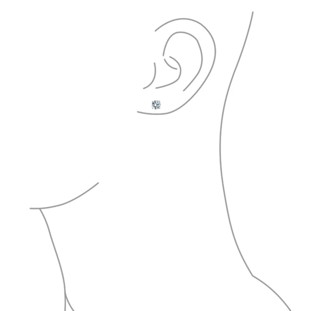 Set of 2 Round Blue Clear CZ Stud Earrings Sterling Silver 5MM Screw Back - Image 24