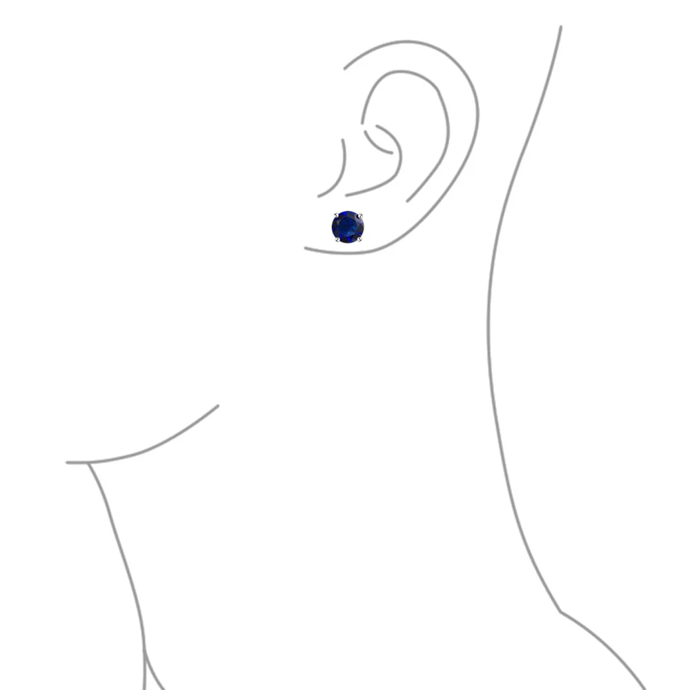 Set of 2 Round Blue Clear CZ Stud Earrings Sterling Silver 5MM Screw Back - Image 31
