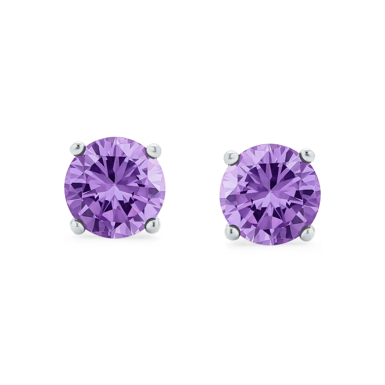 Set of 2 Round Red Green CZ Stud Earrings Sterling Silver 7MM - Image 7