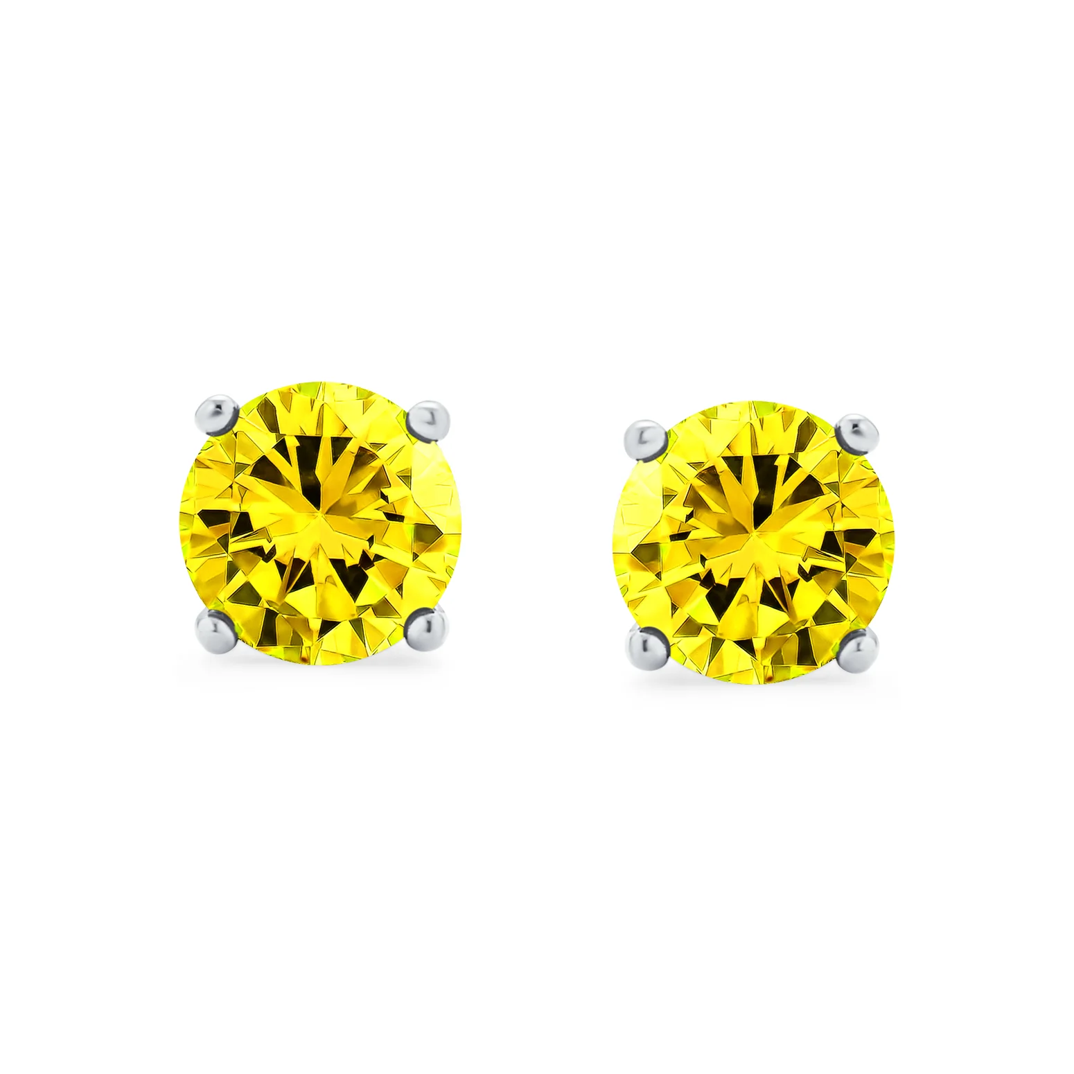 Set of 2 Round Red Green CZ Stud Earrings Sterling Silver 7MM - Image 9