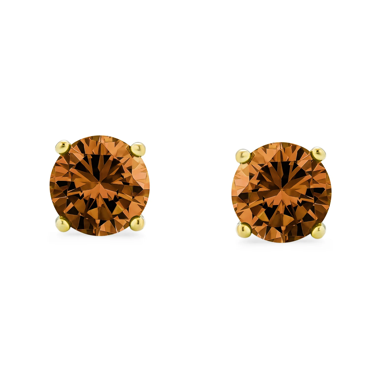Set of 2 Black Round Solitaire CZ Stud Earrings Gold Plated Sterling Silver 10MM - Image 17