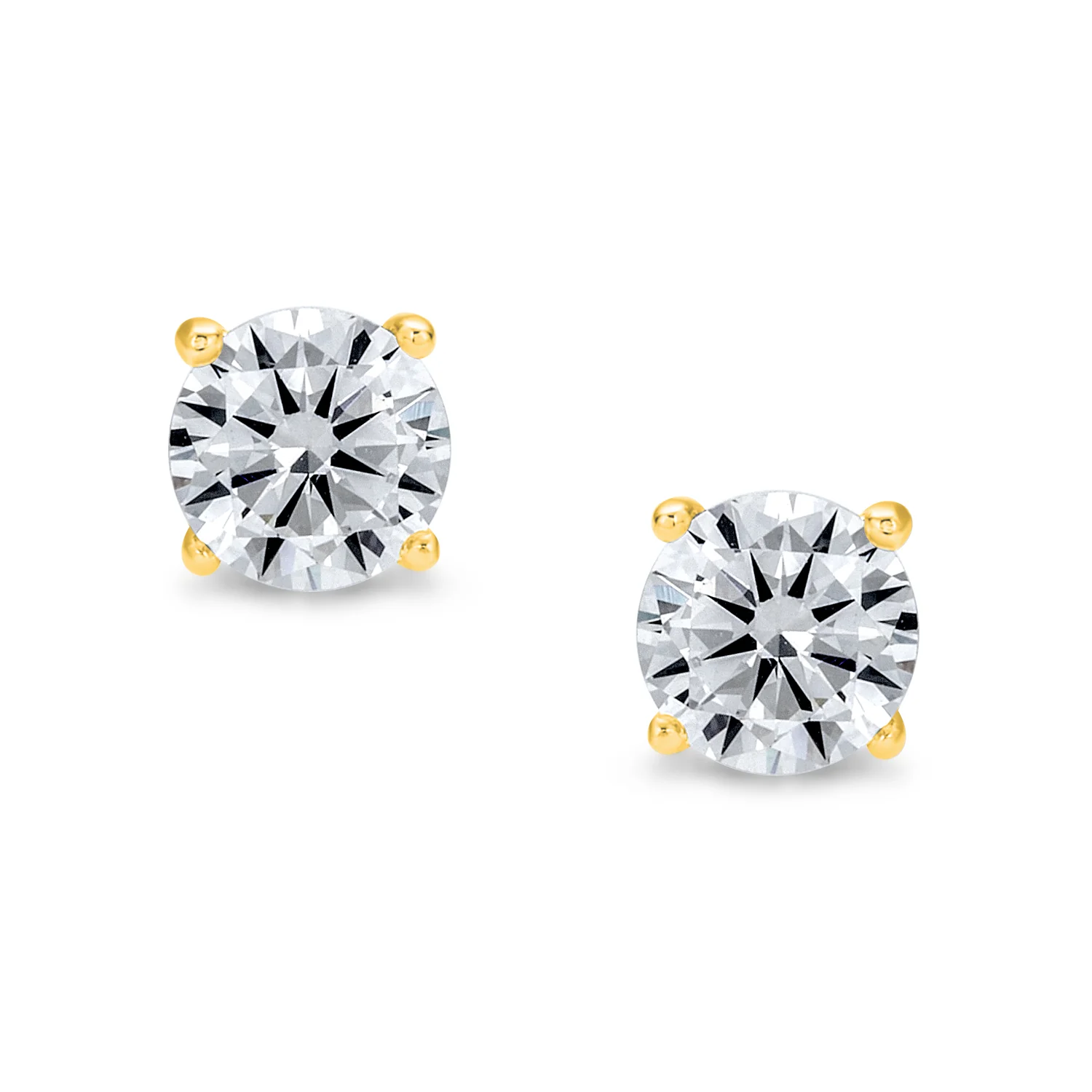 Set of 2 Black Round Solitaire CZ Stud Earrings Gold Plated Sterling Silver 10MM - Image 18