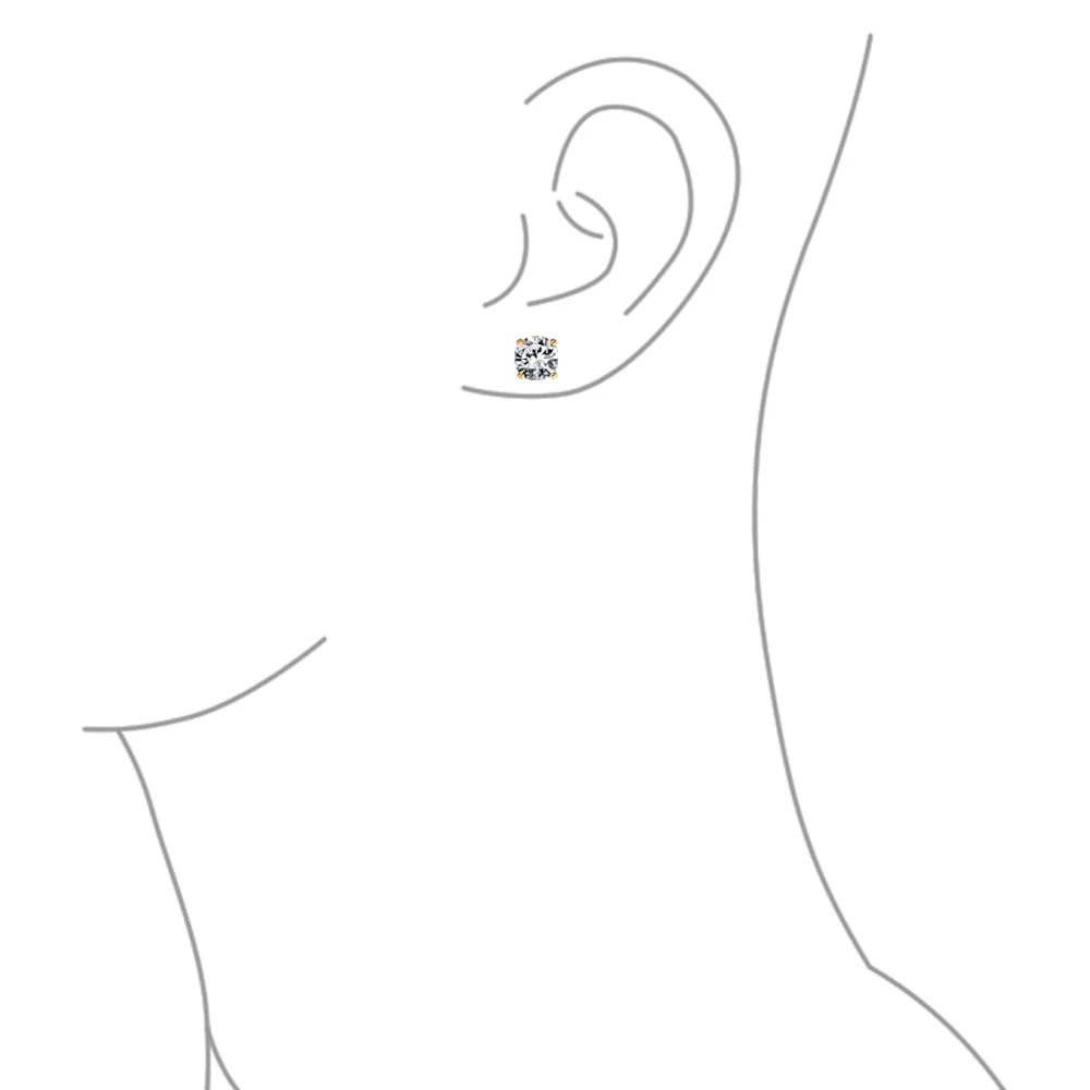 Set of 2 Black Round Solitaire CZ Stud Earrings Gold Plated Sterling Silver 10MM - Image 28