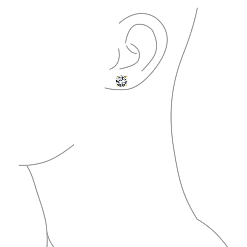 Set of 2 Black Round Solitaire CZ Stud Earrings Gold Plated Sterling Silver 10MM - Image 30