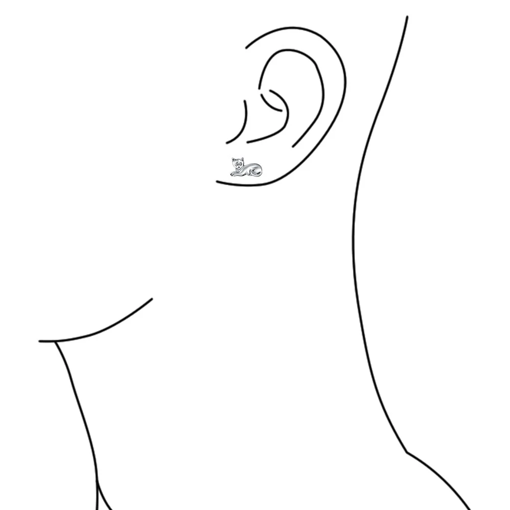 Set of 2 Siamese Sitting Cat Stud Earrings Sterling Silver Animal Pet Jewelry - Image 6