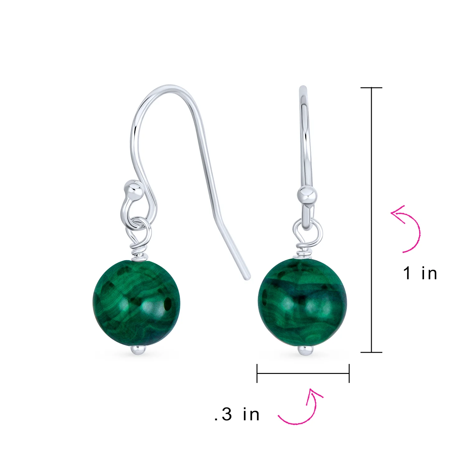 Set of 2 Natural Stone Bead Drop Earrings in Sterling Silver - Image 35