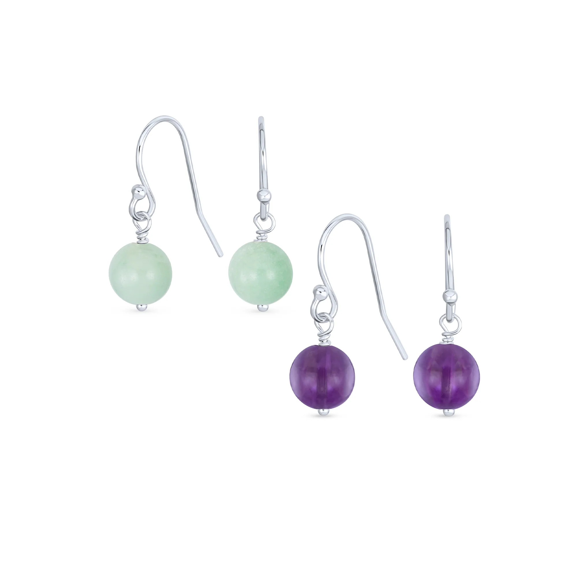 Set of 2 Natural Stone Bead Drop Earrings in Sterling Silver - Image 4