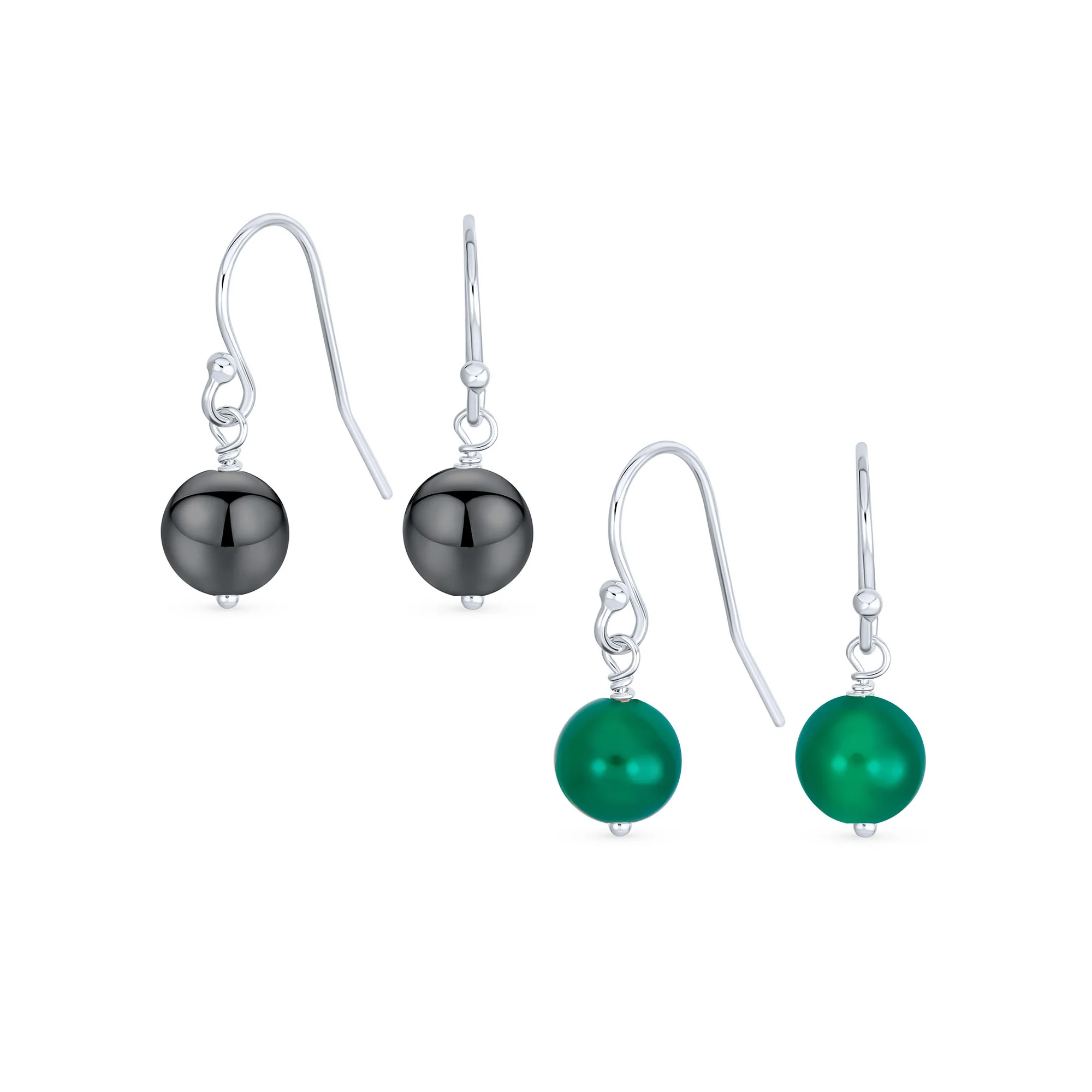 Set of 2 Natural Stone Bead Drop Earrings in Sterling Silver - Image 7