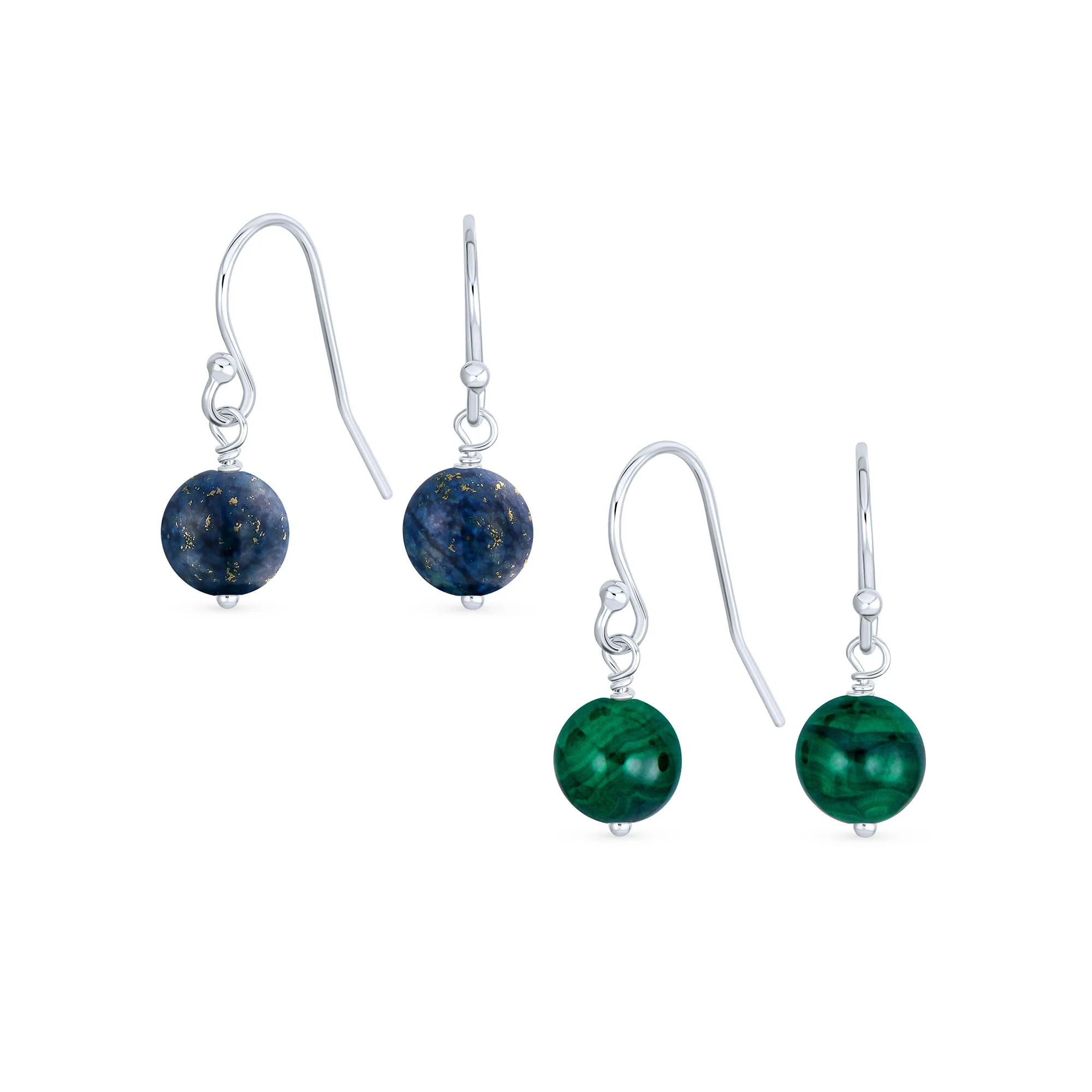 Set of 2 Natural Stone Bead Drop Earrings in Sterling Silver - Image 8