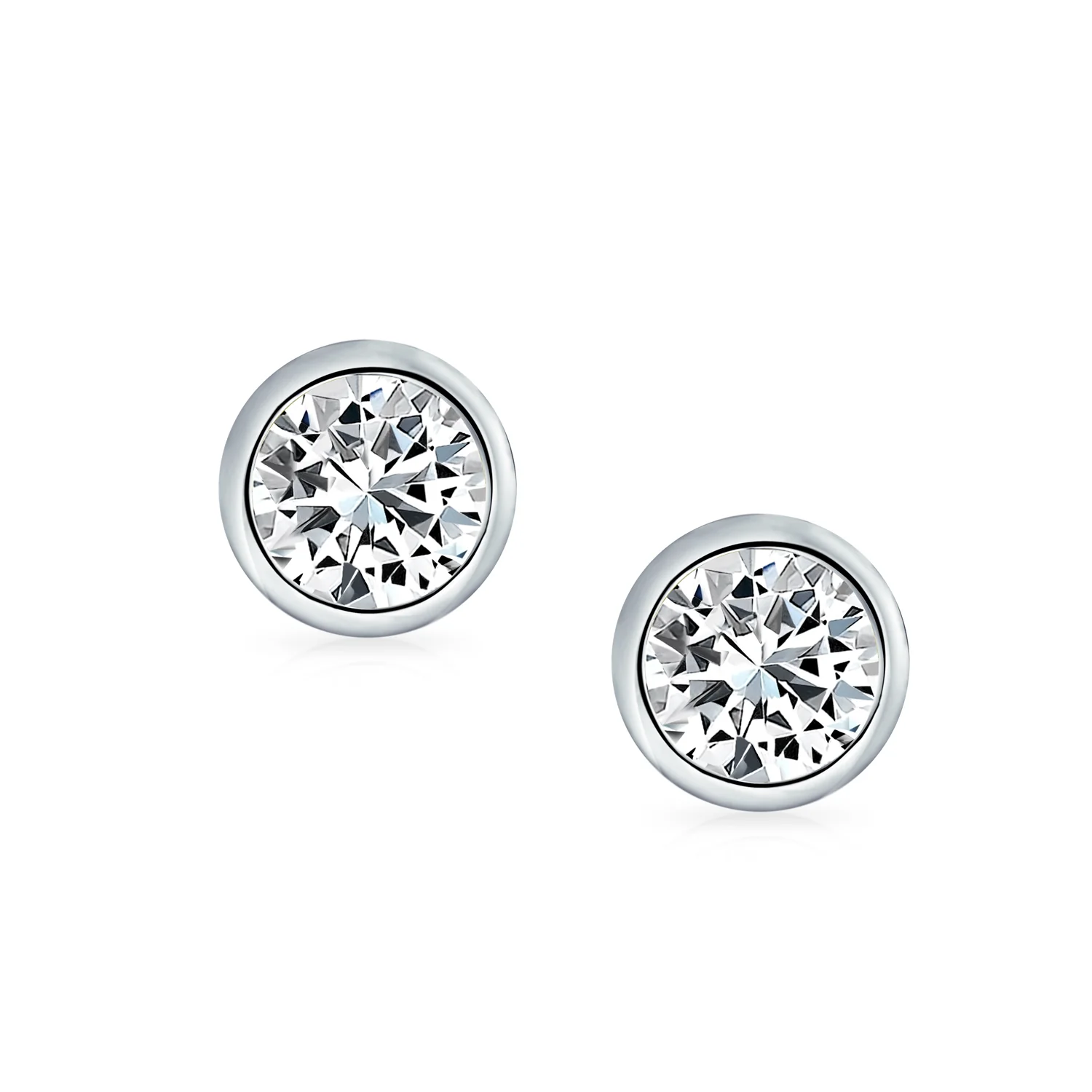 Set of 2 Martini Bezel Set CZ Stud Earrings Gold Plated Sterling Silver 5MM - Image 10
