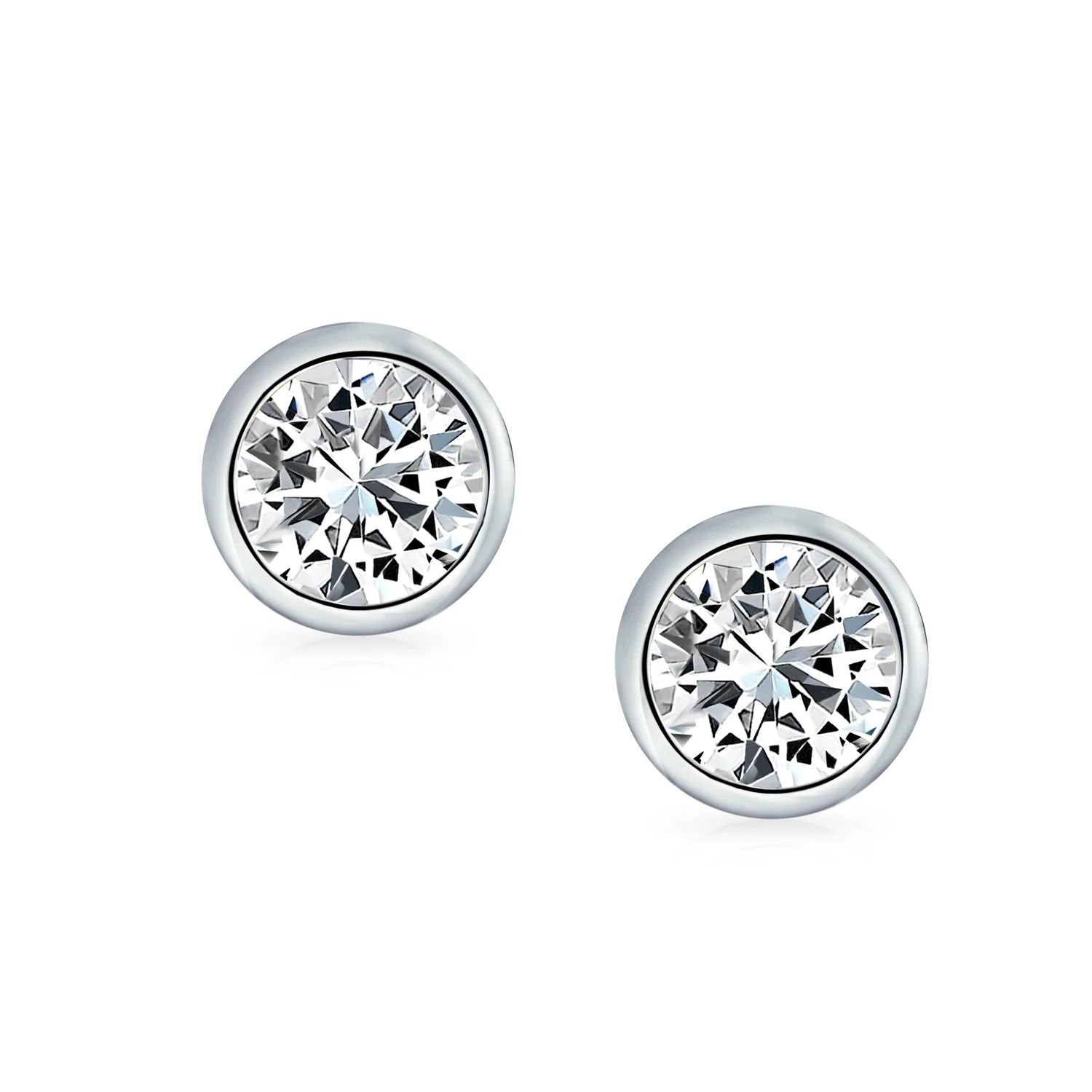 Set of 2 Martini Bezel Set CZ Stud Earrings Gold Plated Sterling Silver 5MM - Image 11