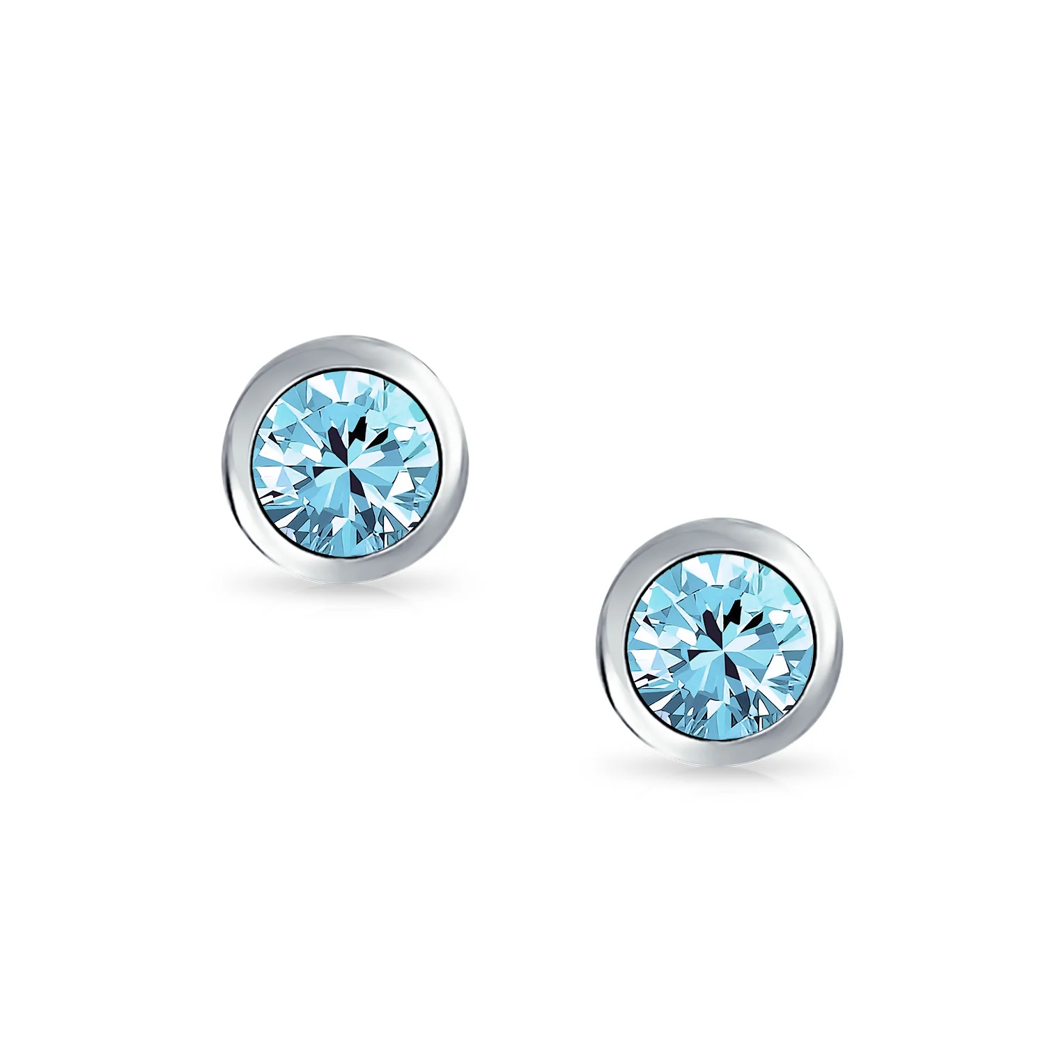 Set of 2 Martini Bezel Set CZ Stud Earrings Gold Plated Sterling Silver 5MM - Image 12