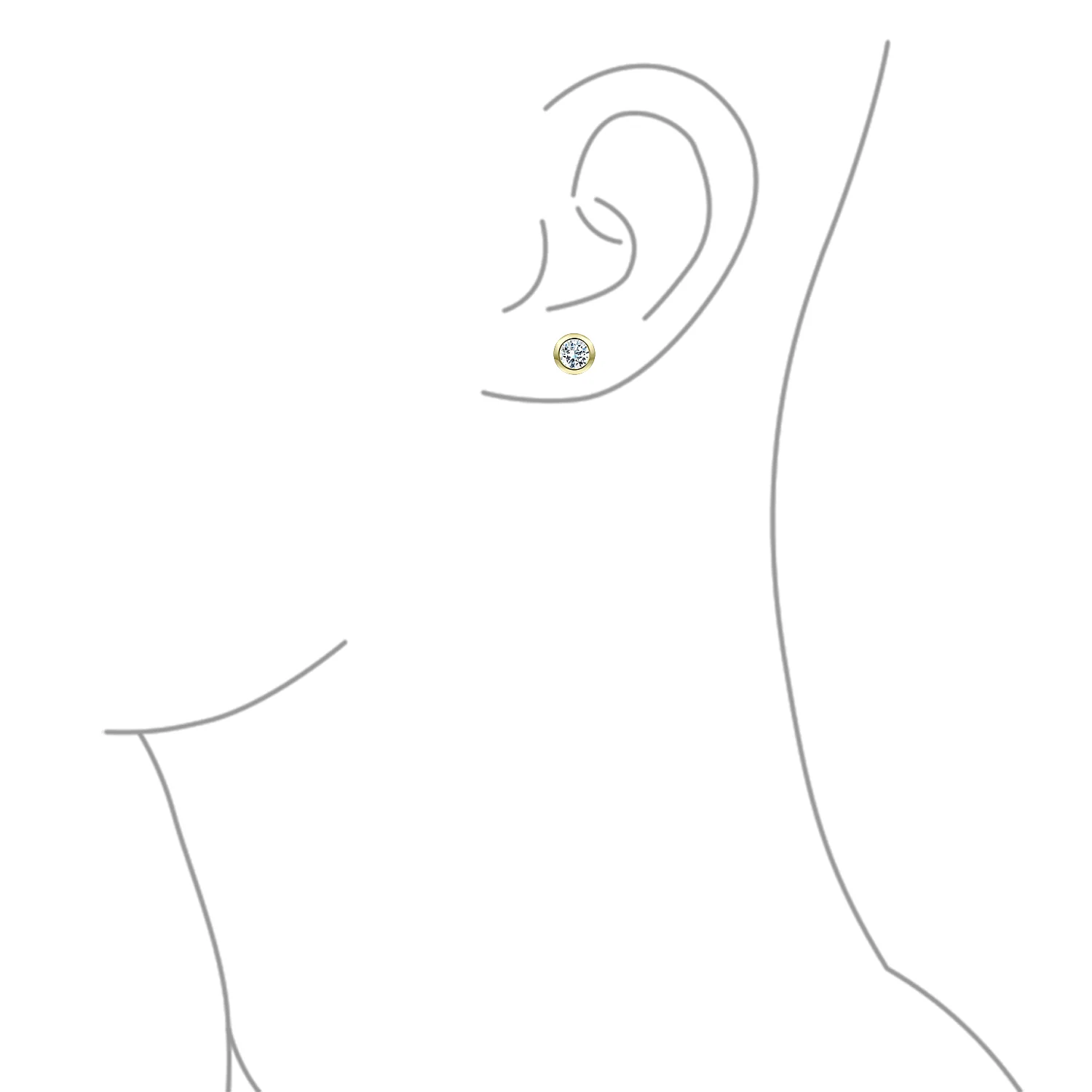 Set of 2 Martini Bezel Set CZ Stud Earrings Gold Plated Sterling Silver 5MM - Image 25