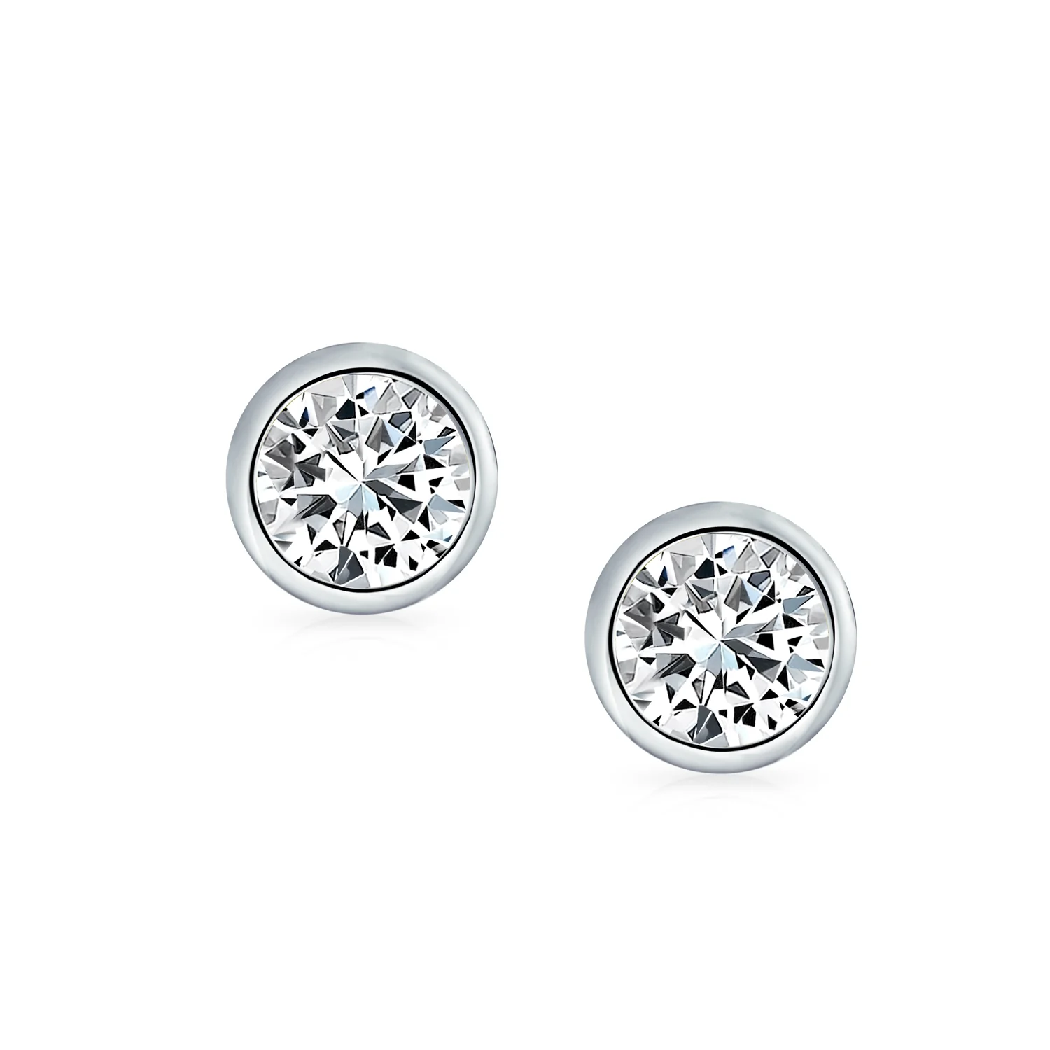 Set of 2 Martini Bezel Set CZ Stud Earrings Gold Plated Sterling Silver 5MM - Image 9