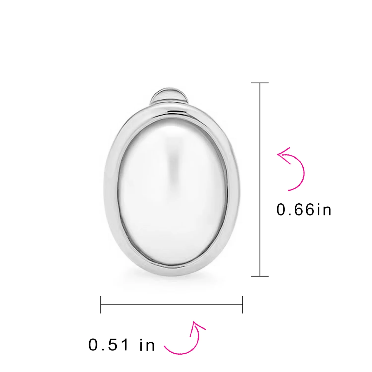 Set of 2 Simple White Pearl Cabochon Oval Clip-On Earrings - Image 4