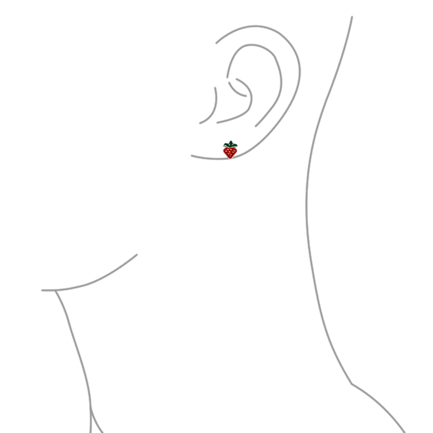 Set of 2 Small Summer Fruit Red Strawberry Cherry Stud Earrings Sterling Silver - Image 6