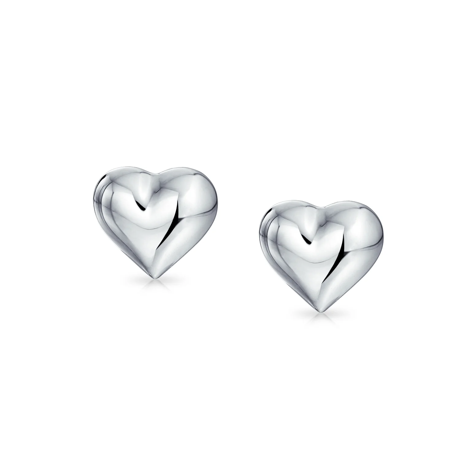 Set of 2 Double Open Heart Shaped Puffed Stud Earrings Rose Gold Plated Silver - Image 2
