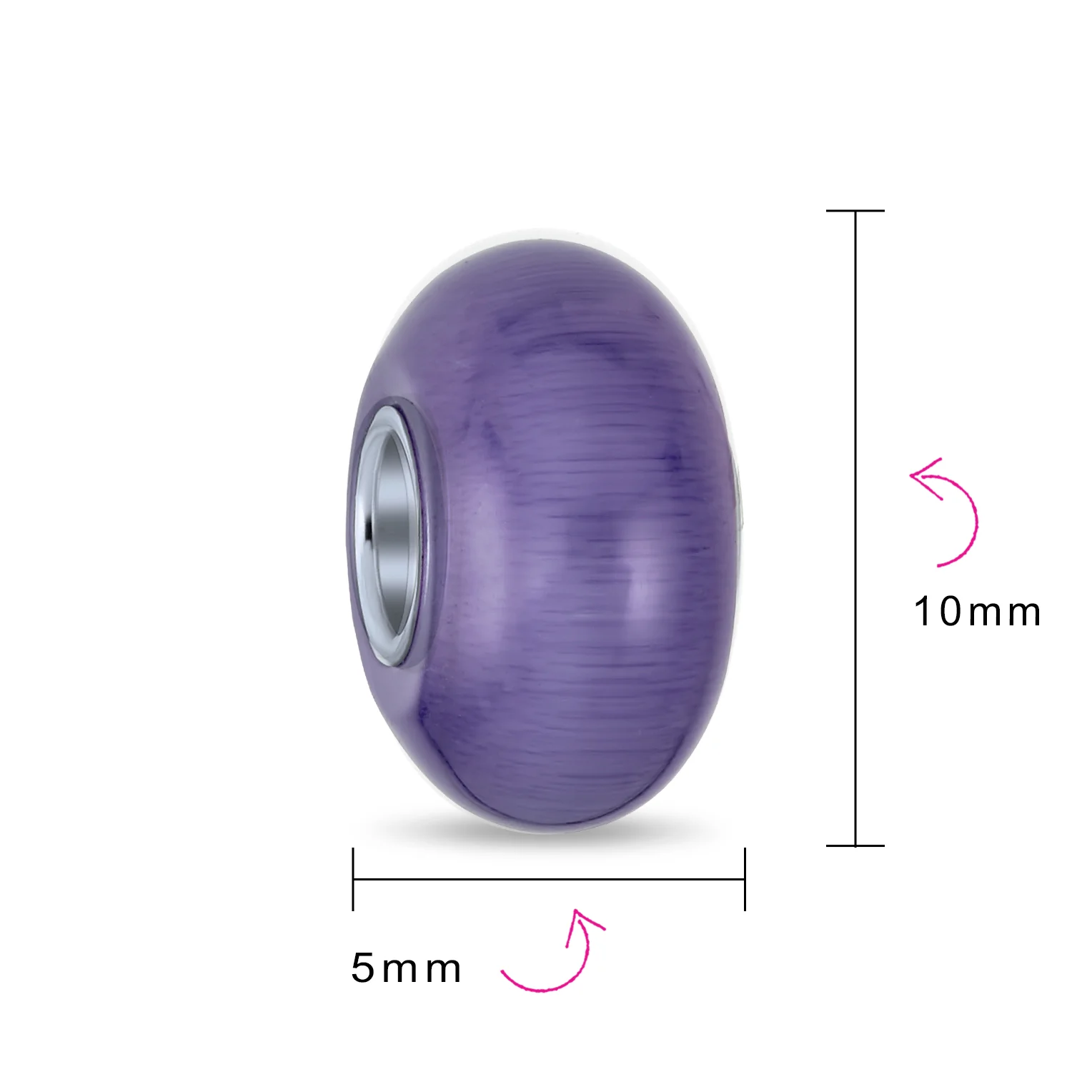 Set of 2 Smooth Opaque Murano Glass Charm Bead for Bracelets Sterling Silver - Image 27