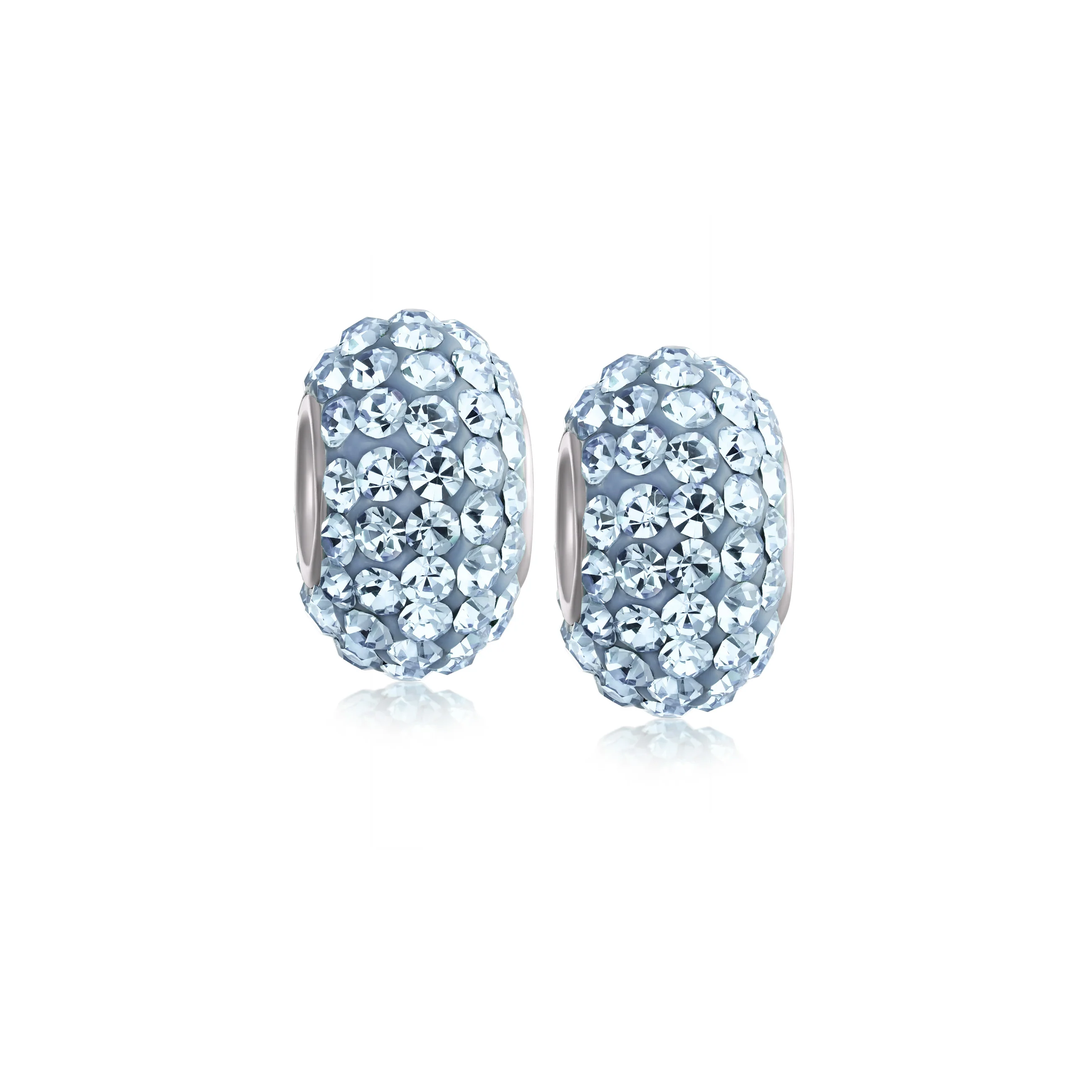 Set of 2 Solid Crystal Spacer Charm Bead Sterling Silver Core - Image 2