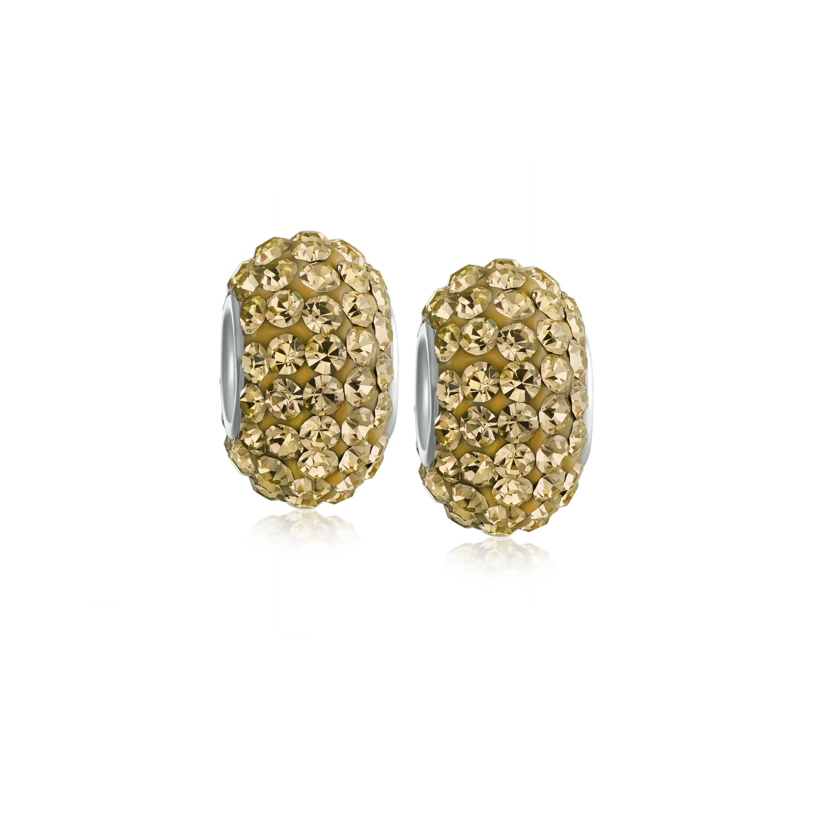 Set of 2 Solid Crystal Spacer Charm Bead Sterling Silver Core - Image 3