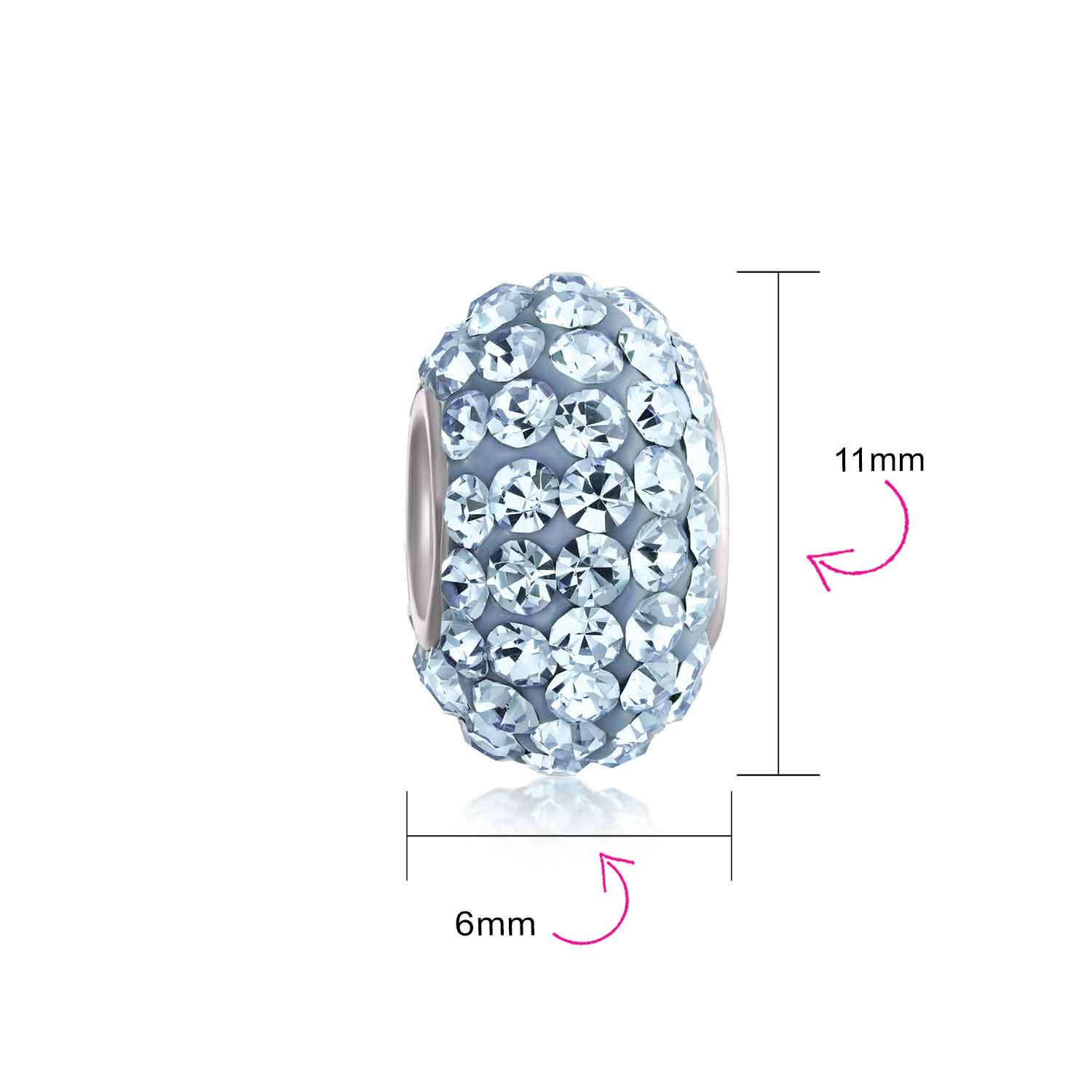 Set of 2 Solid Crystal Spacer Charm Bead Sterling Silver Core - Image 32