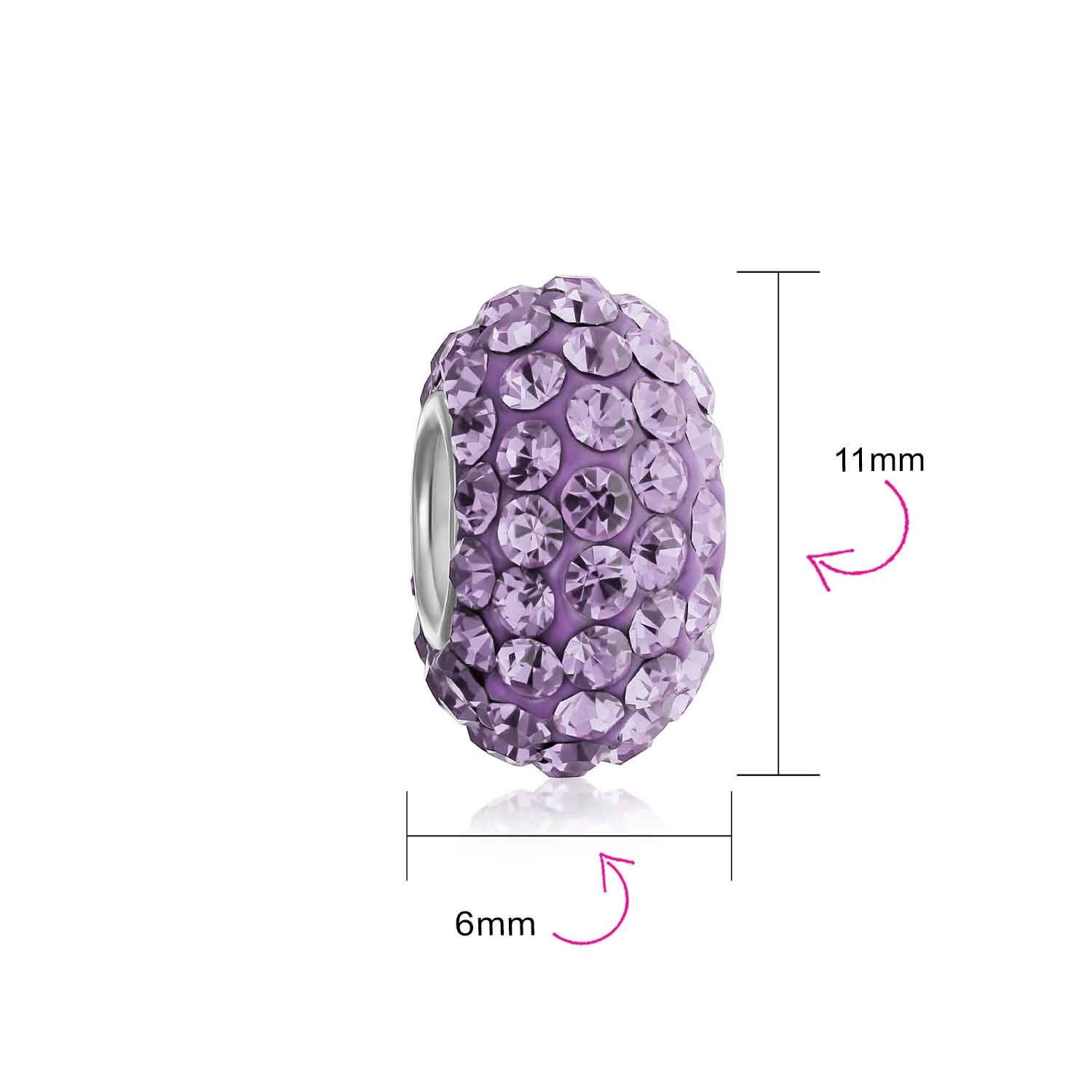 Set of 2 Solid Crystal Spacer Charm Bead Sterling Silver Core - Image 39