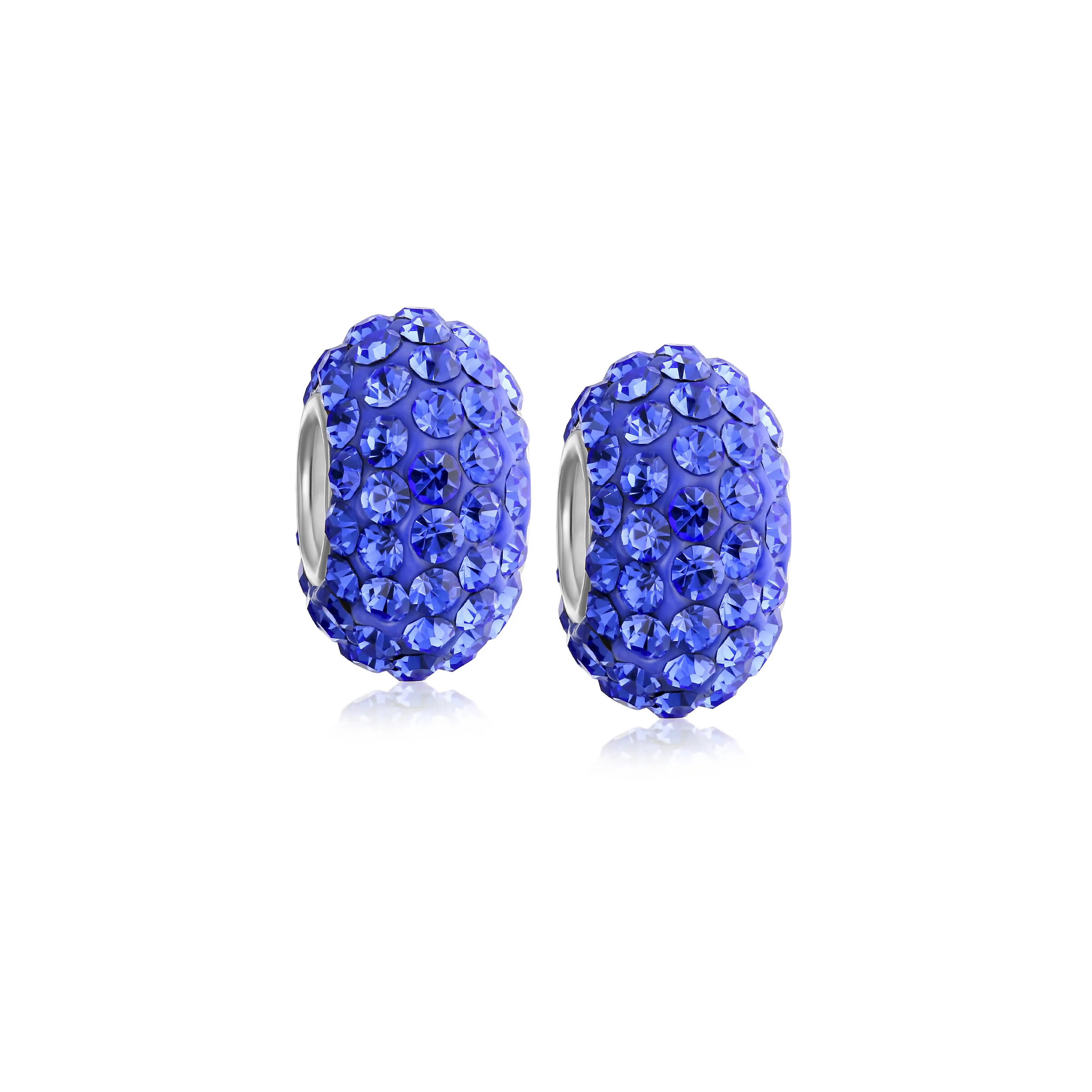 Set of 2 Solid Crystal Spacer Charm Bead Sterling Silver Core - Image 4