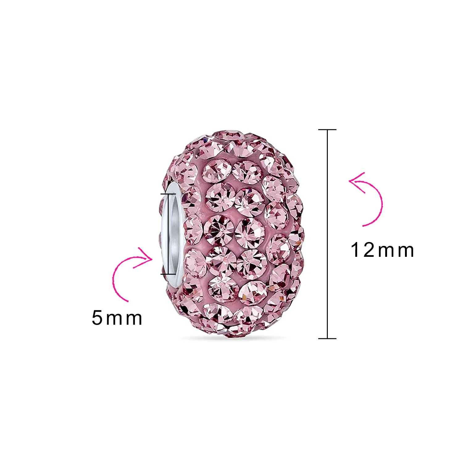 Set of 2 Solid Crystal Spacer Charm Bead Sterling Silver Core - Image 41