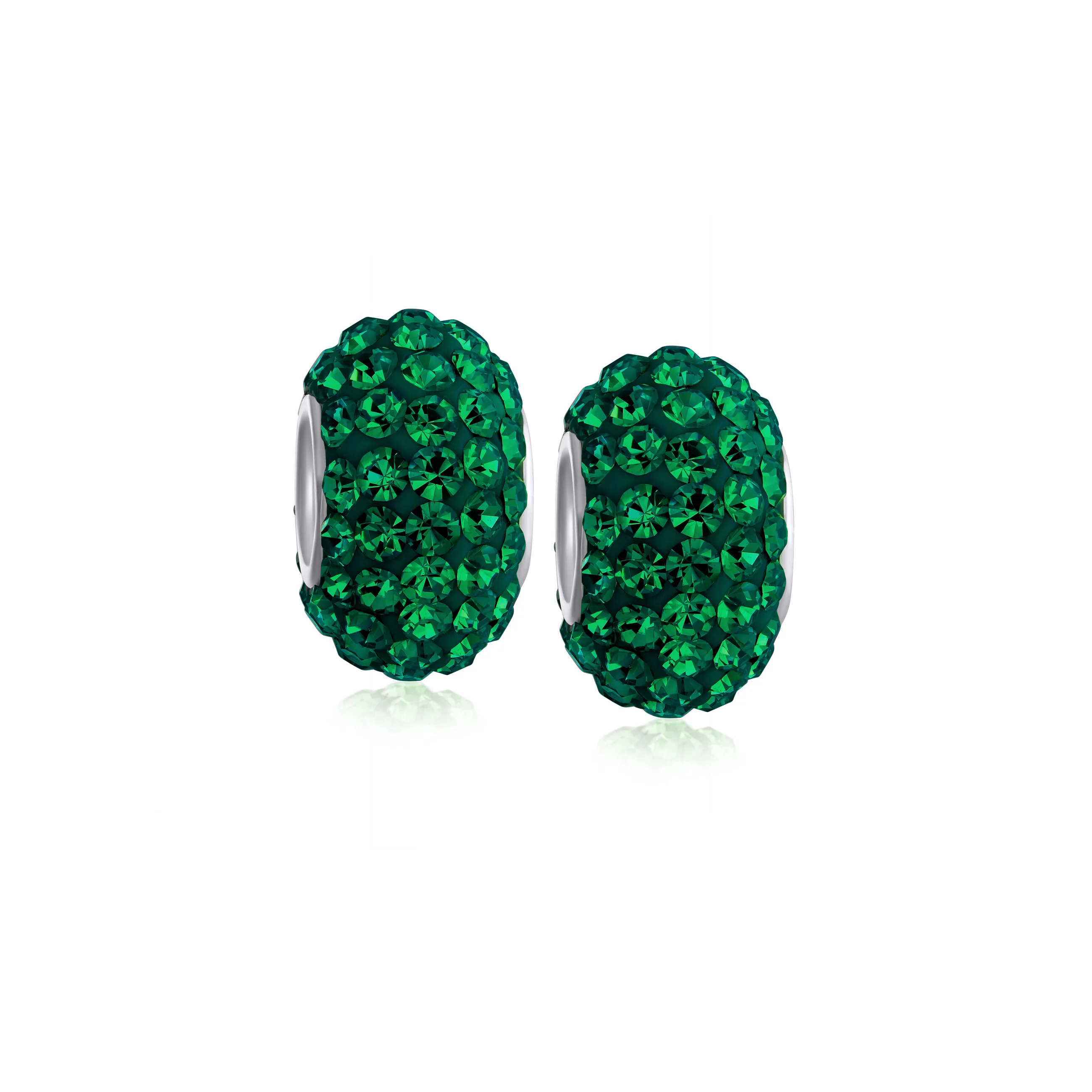 Set of 2 Solid Crystal Spacer Charm Bead Sterling Silver Core - Image 6