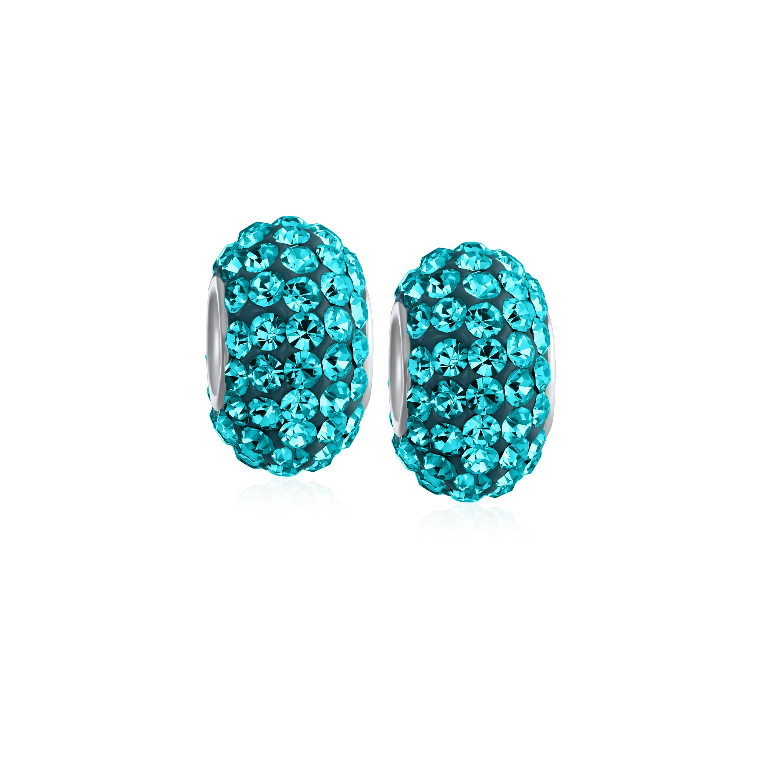 Set of 2 Solid Crystal Spacer Charm Bead Sterling Silver Core - Image 7
