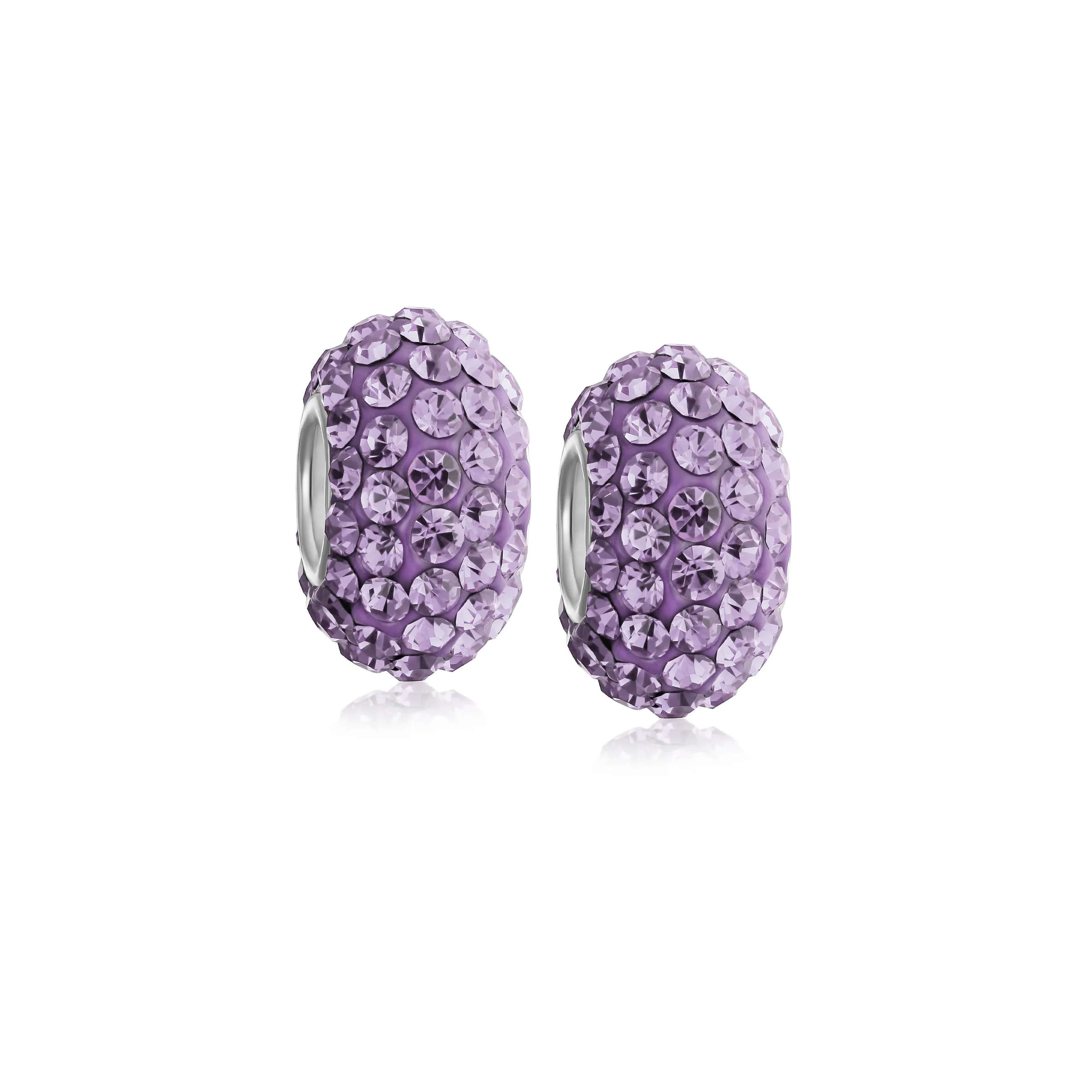 Set of 2 Solid Crystal Spacer Charm Bead Sterling Silver Core - Image 9